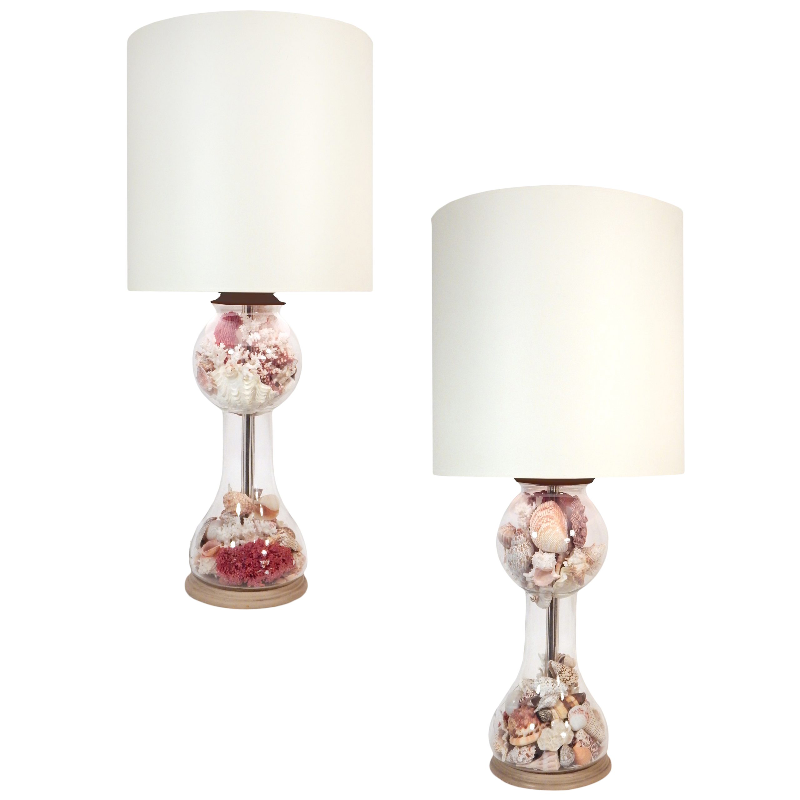 Pair of Cloche Shell Lamps