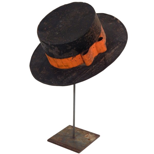 Black Tin Hat with Red Band