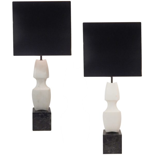 Pair of Sculptural Marble Lamps