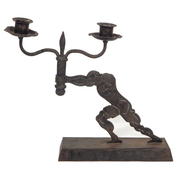 “Strongman” Folk Art Candlestick Holder