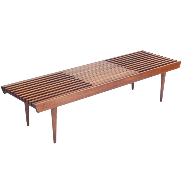 Mid Century Expandable Slatted Bench