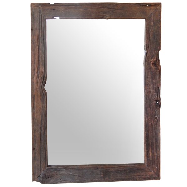 Antique Raw Wood Framed Mirror
