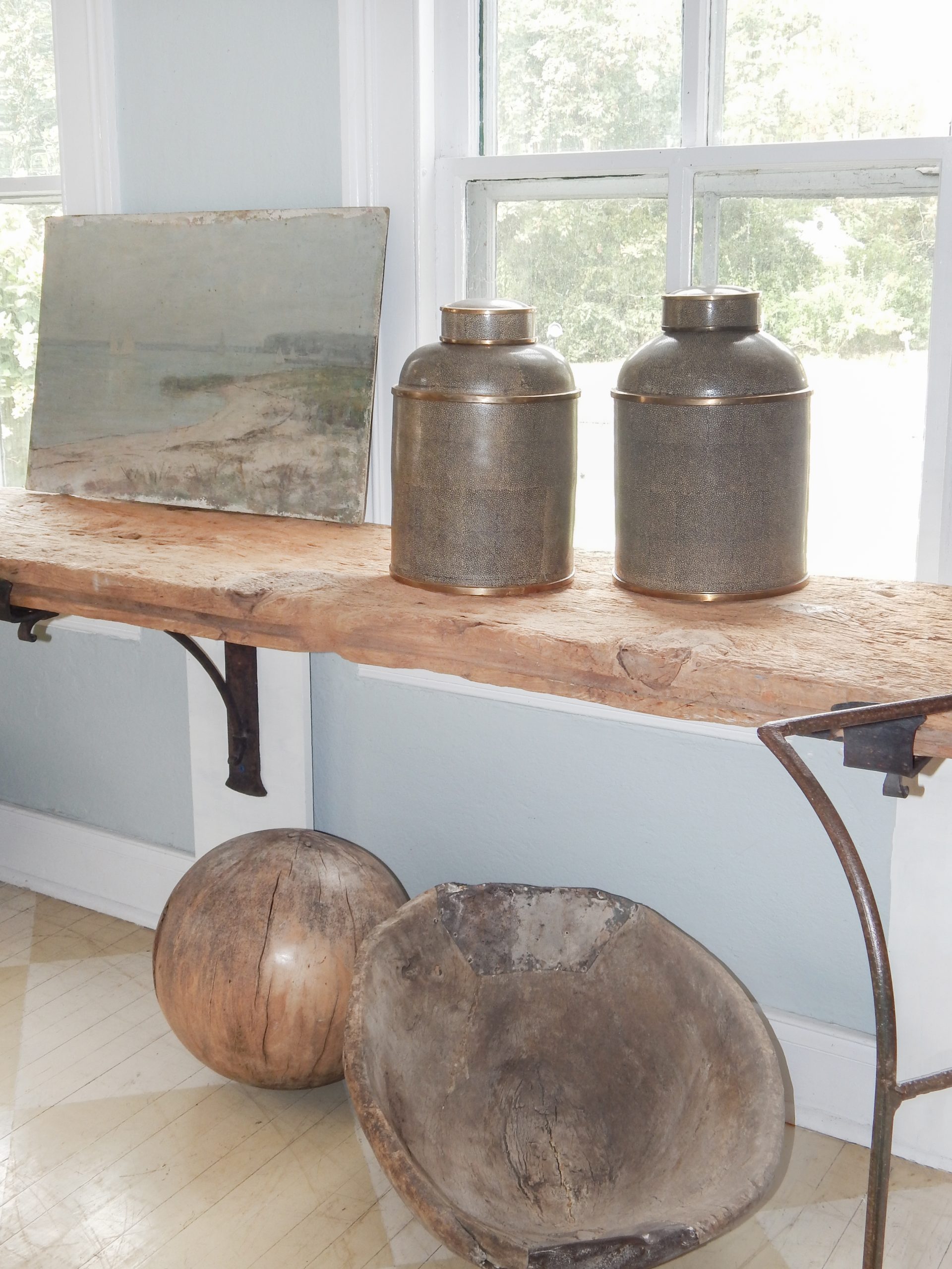 Pair of Vessels with Shagreen Finish - Image 2