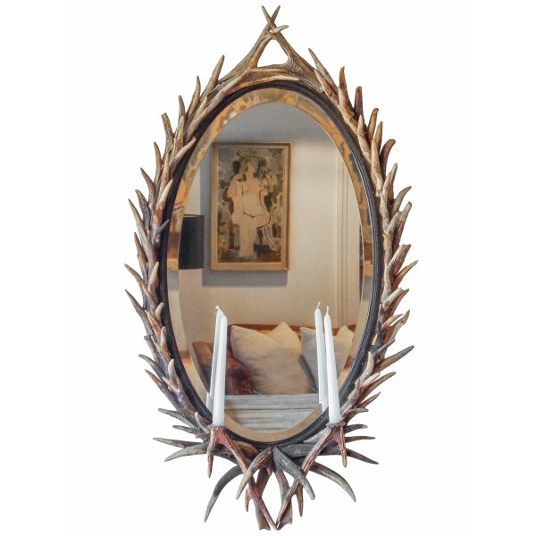 Vintage Antler Framed Mirror