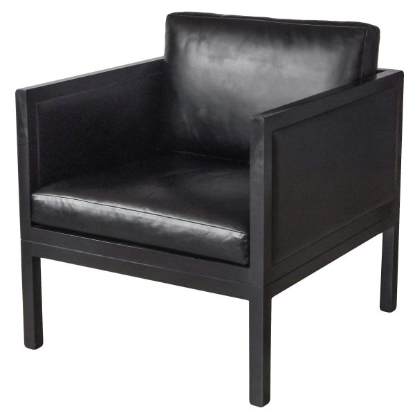 Contemporary Black Leather Armchair