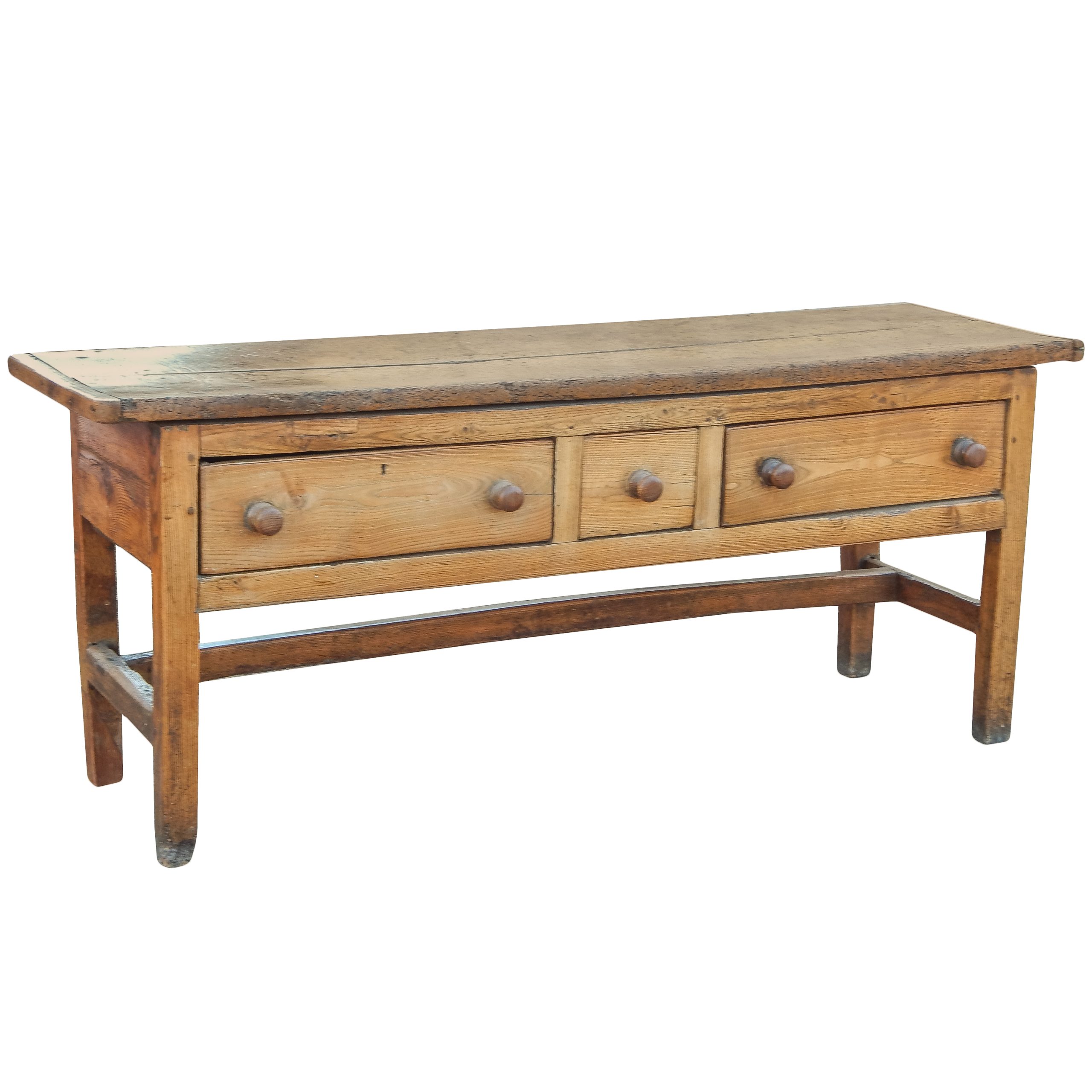 Three Drawer Pine Console Table