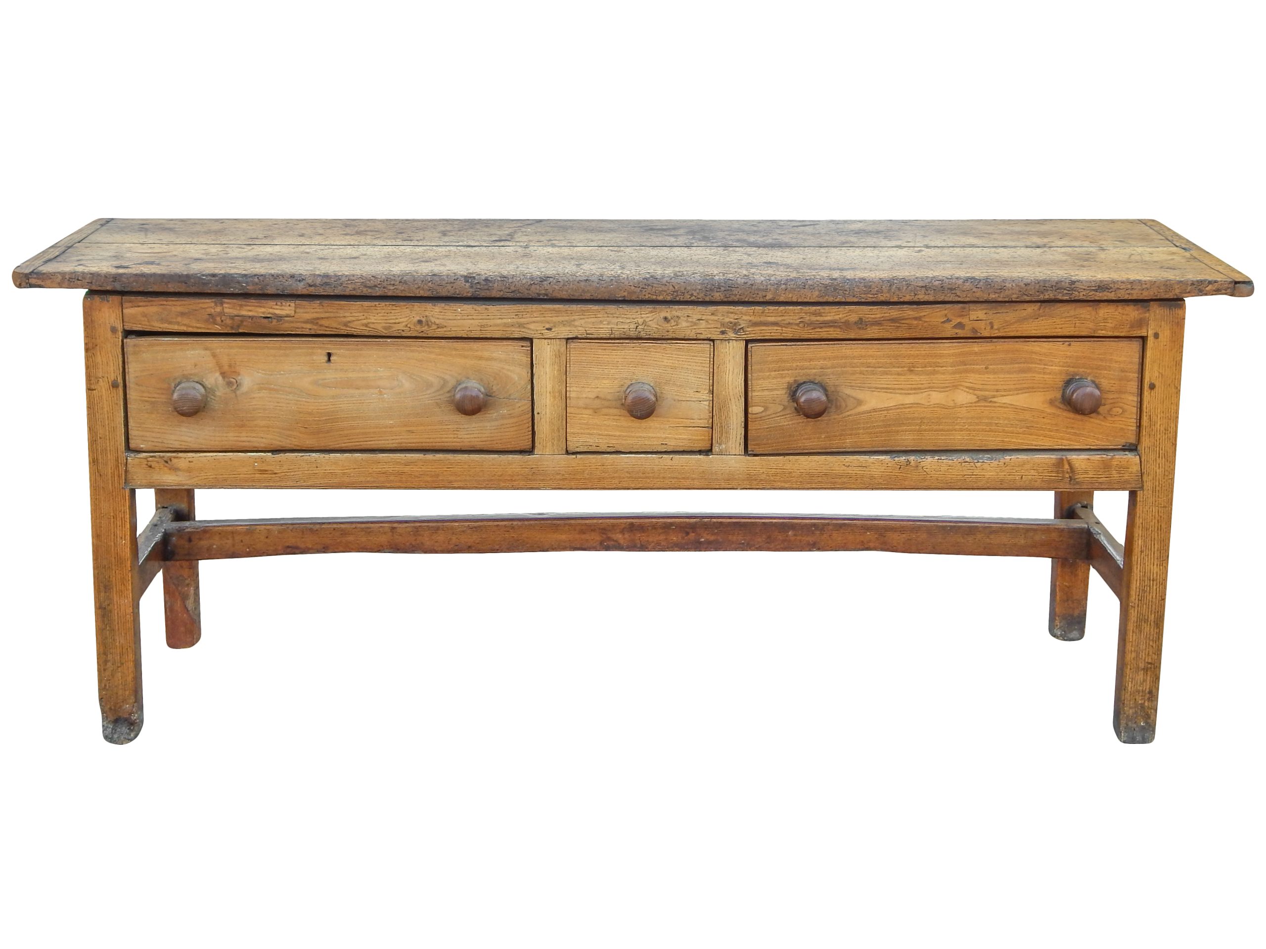 Three Drawer Pine Console Table - Image 5