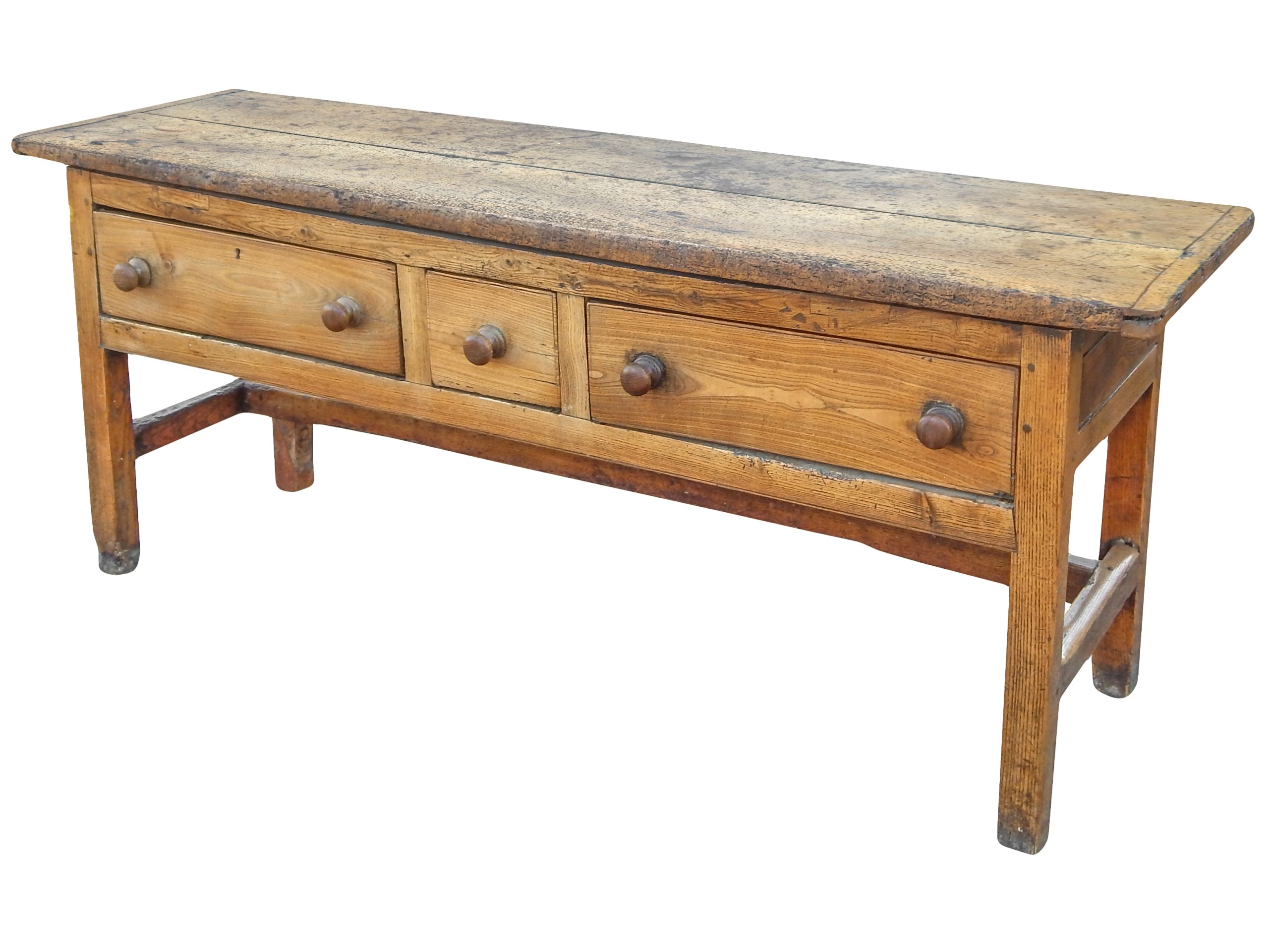 Three Drawer Pine Console Table - Image 6