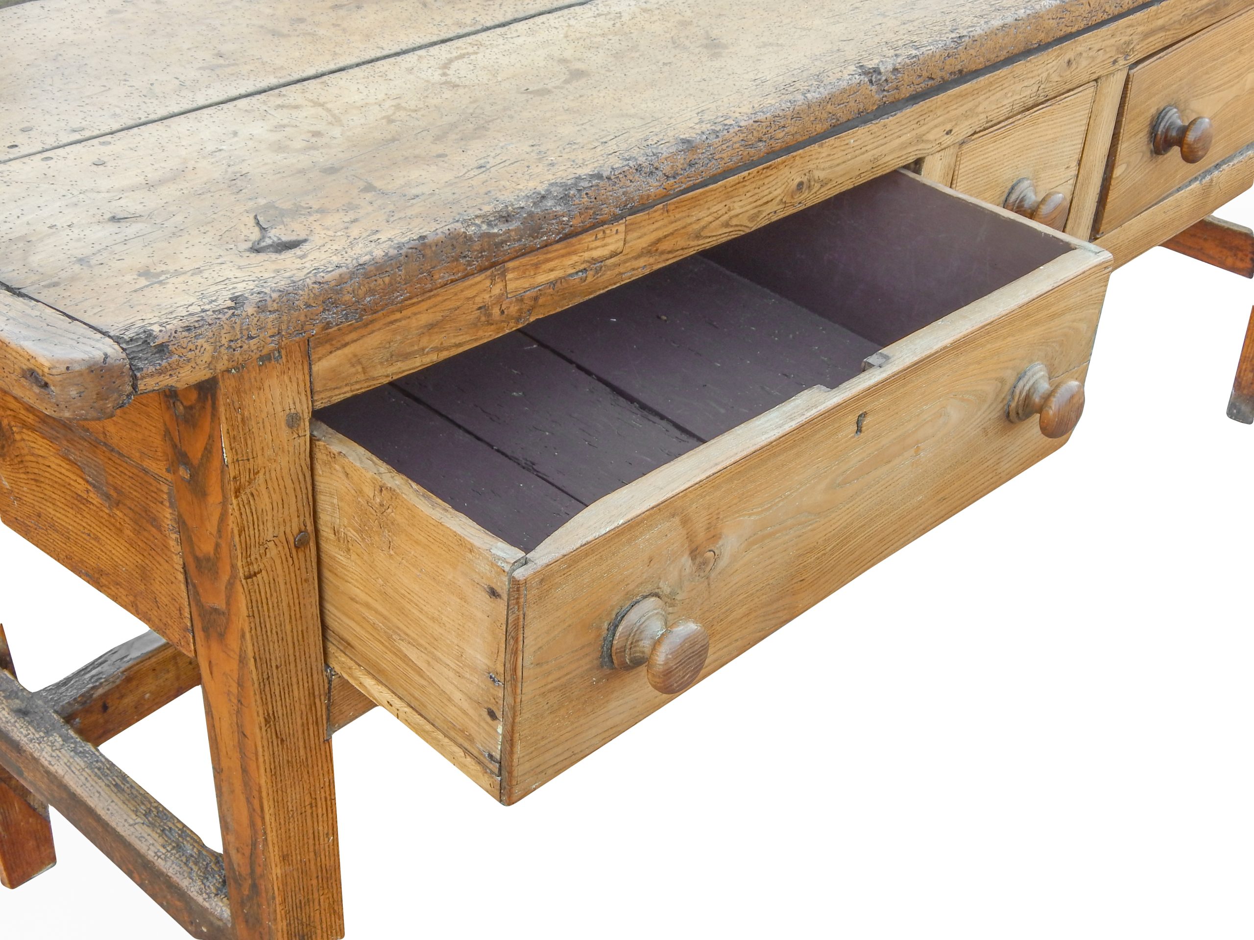 Three Drawer Pine Console Table - Image 9