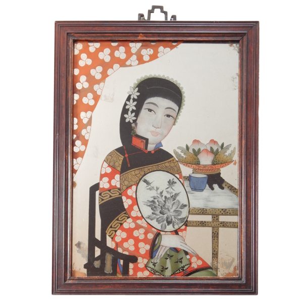 Chinese Painted Mirror Portrait