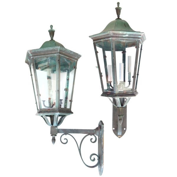 Pair of Bronze Lantern Sconces