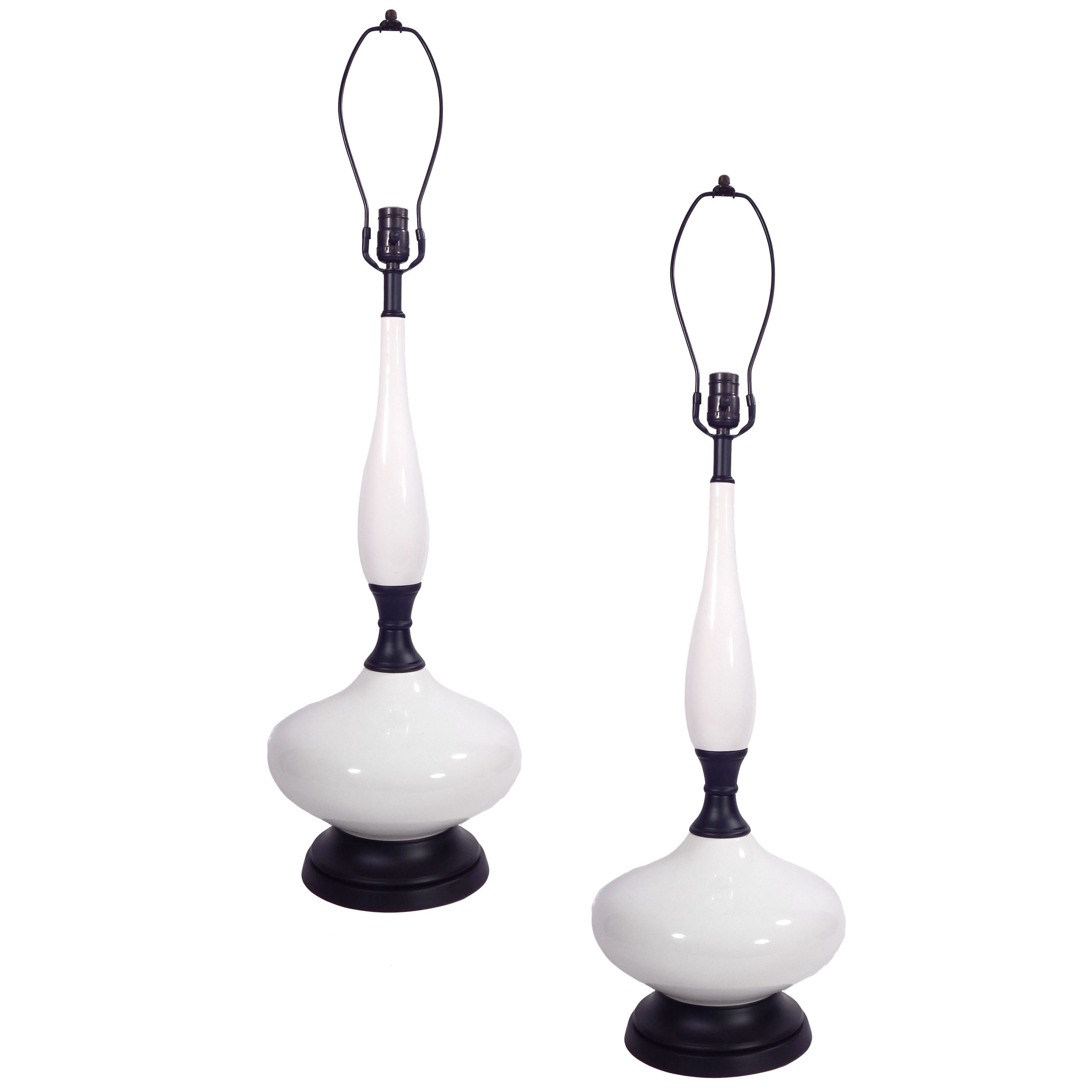 Pair of White Porcelain Lamps