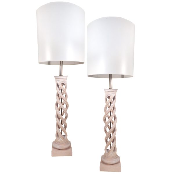 Pair of James Mont Twist Table Lamps