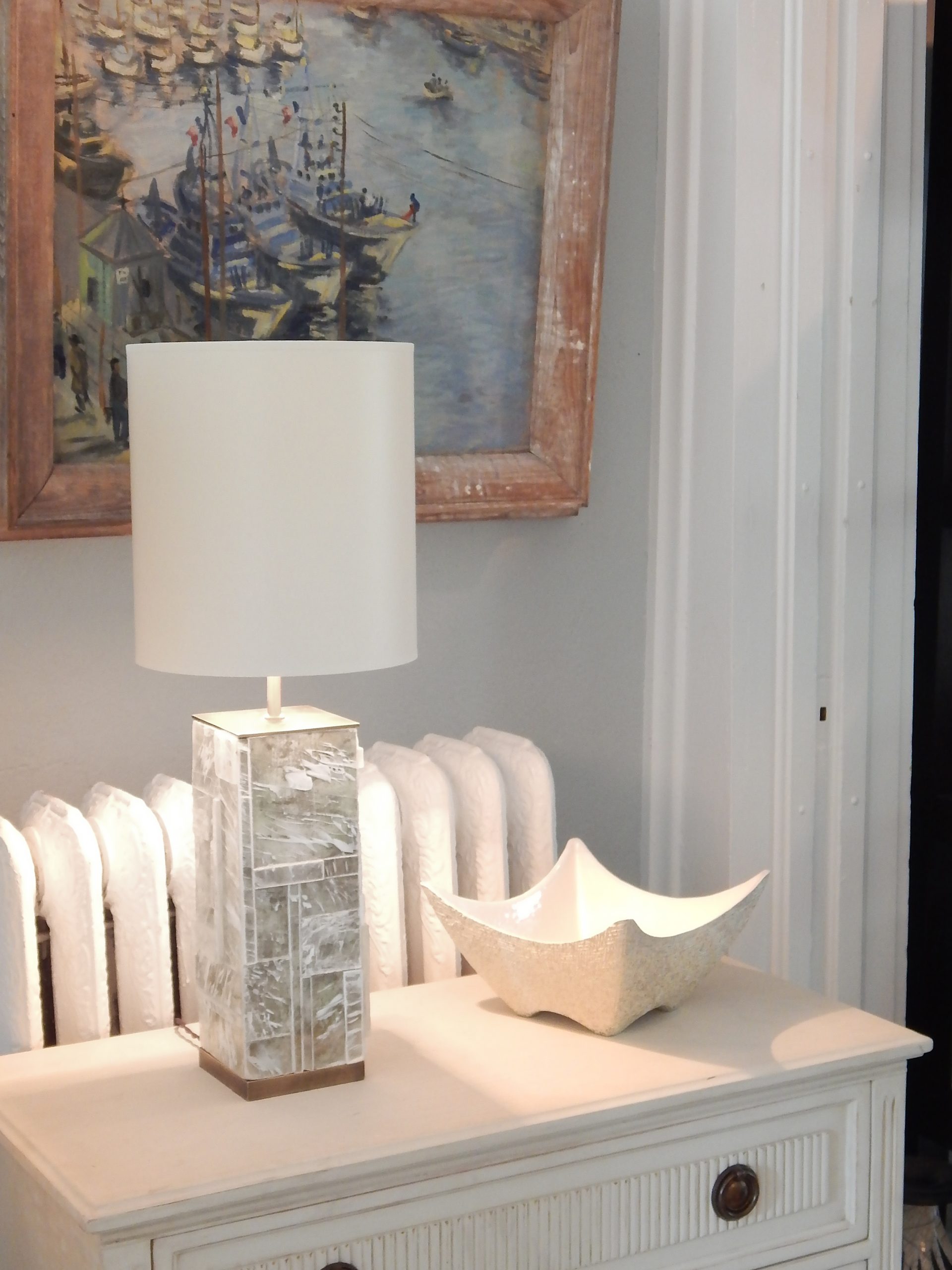 Designer Bronze and Gypsum Lamp - Image 2