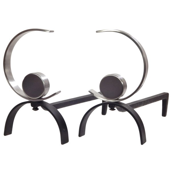 Nickel Plated Andirons