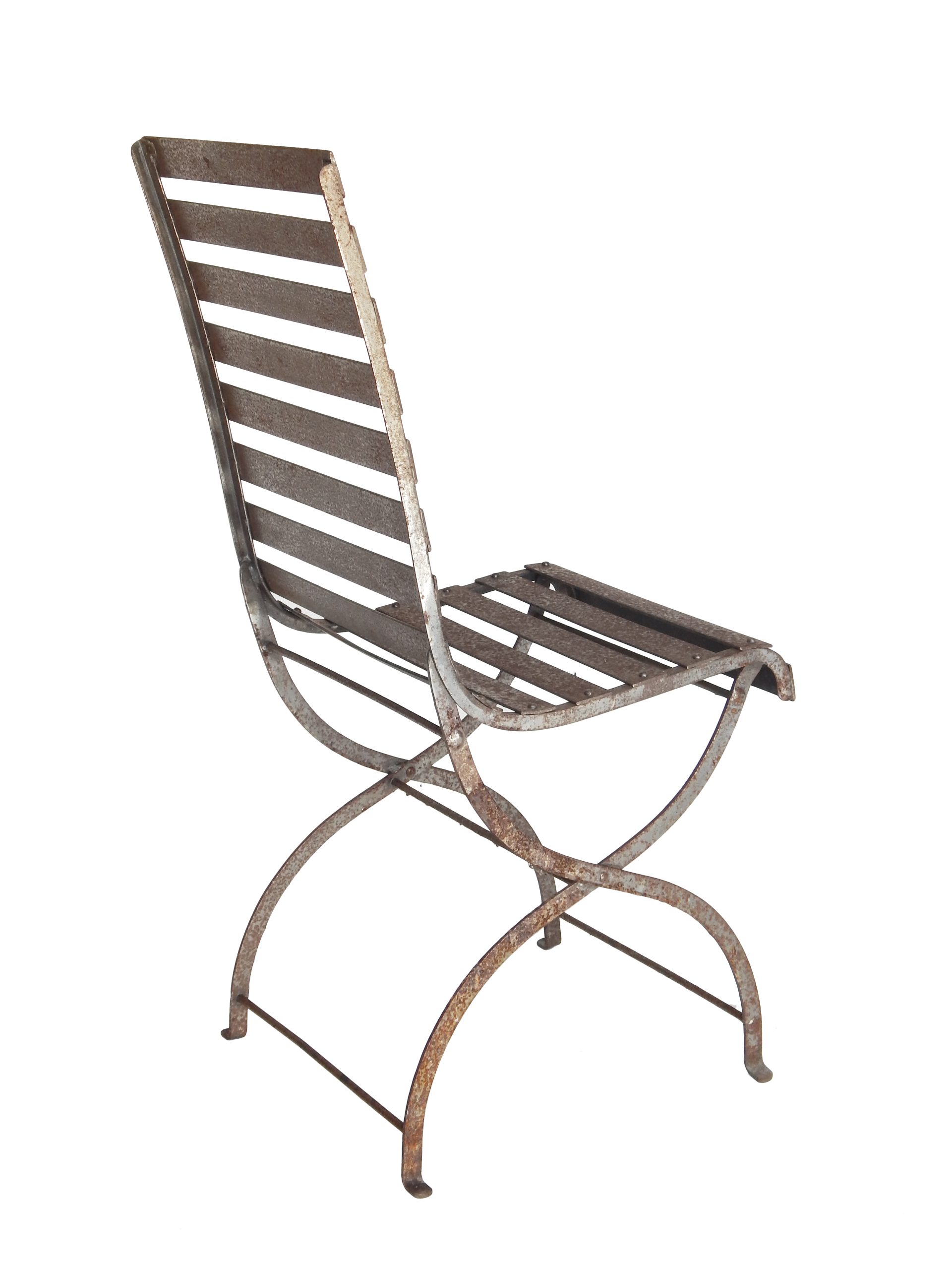 Pair of Iron Slatted Chairs - Image 4
