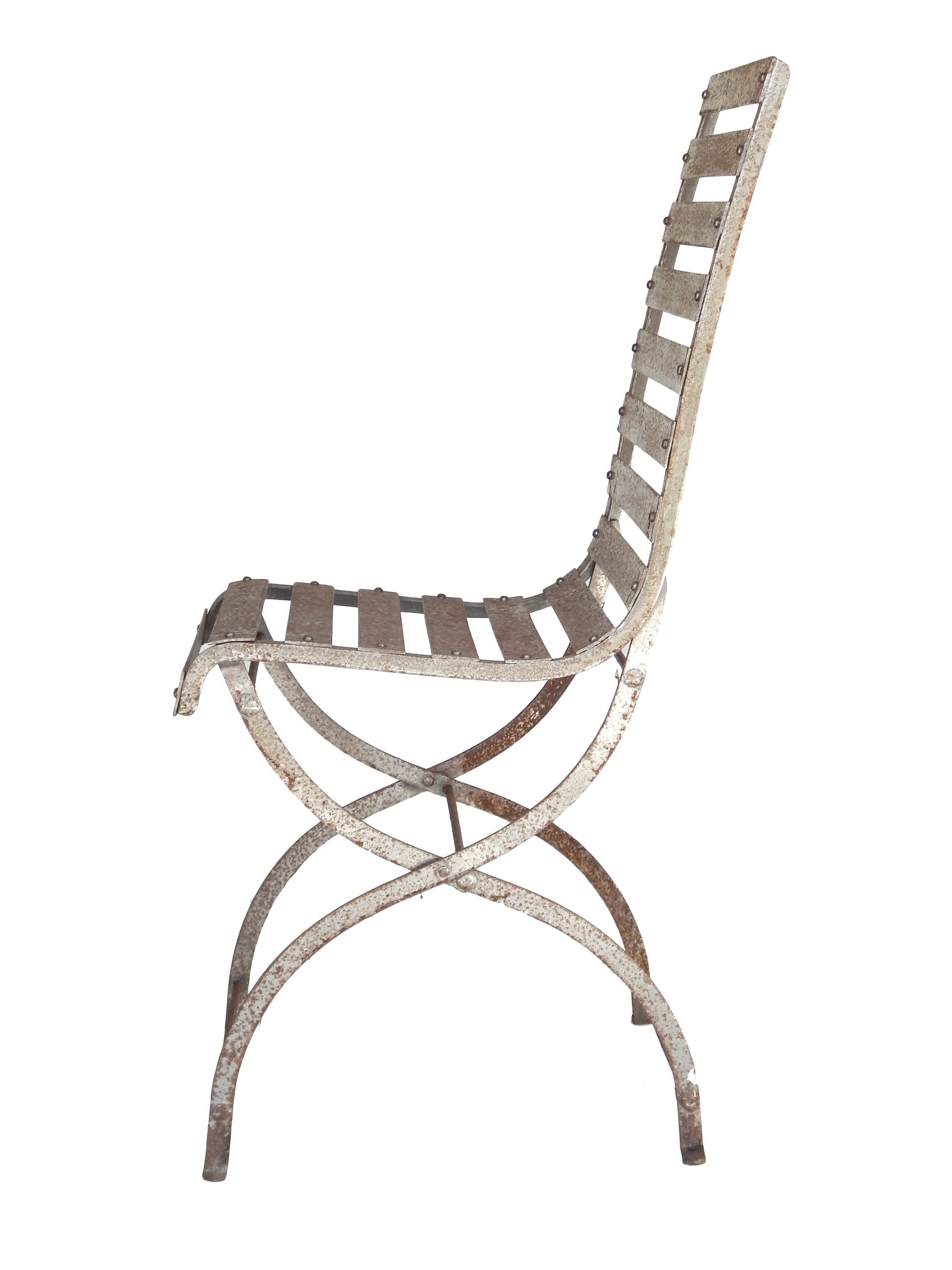 Pair of Iron Slatted Chairs - Image 5