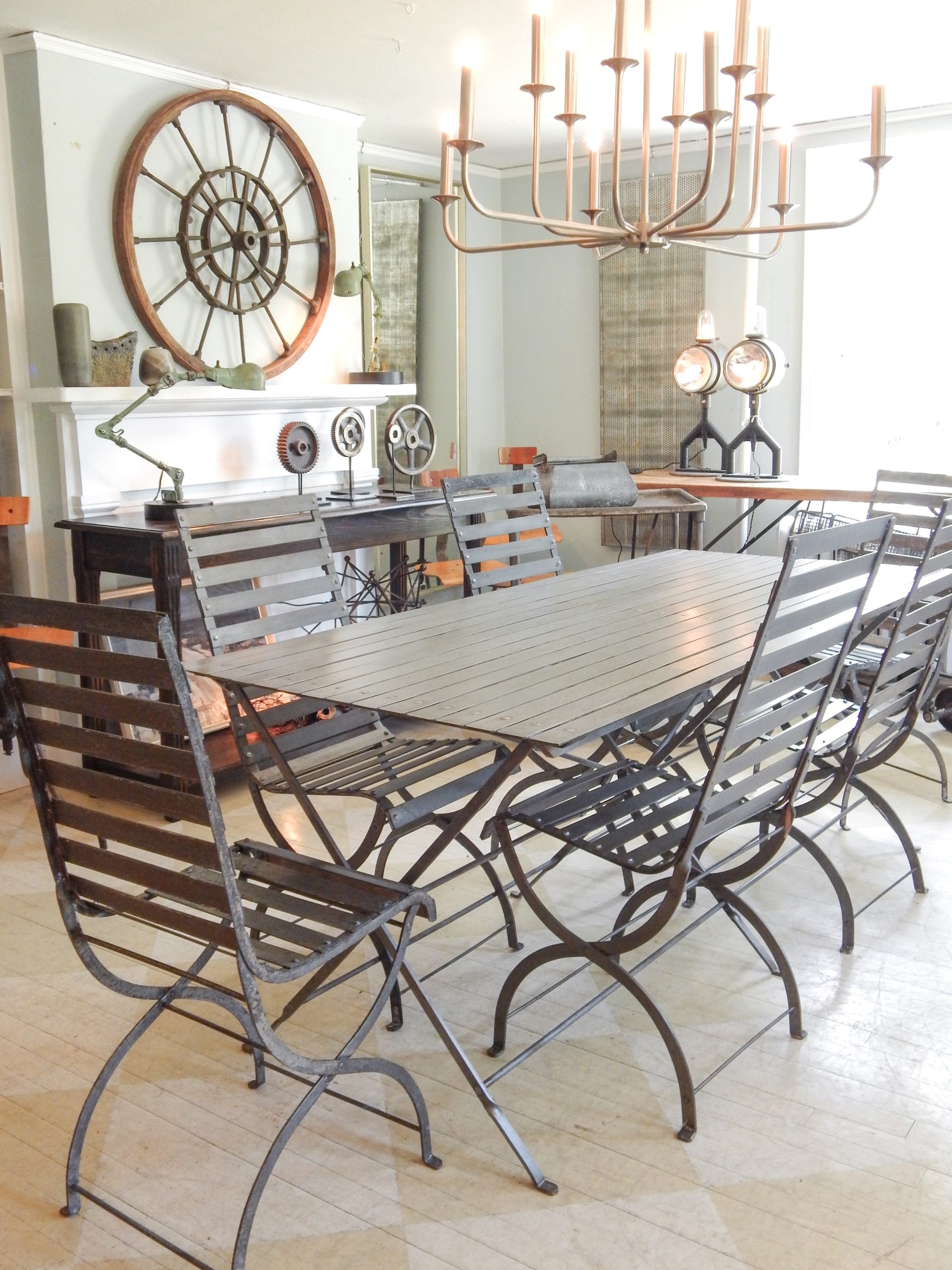 Pair of Iron Slatted Chairs - Image 2