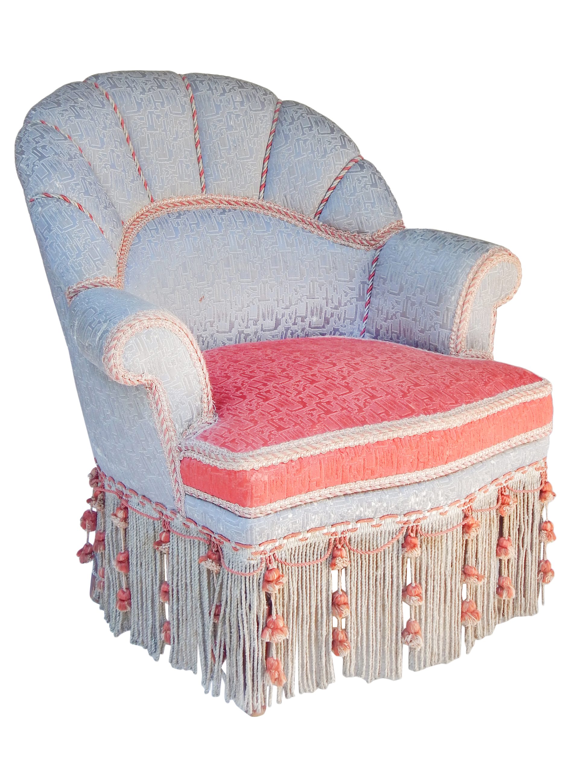 Grey Silk Napoleon Slipper Chairs - Image 3