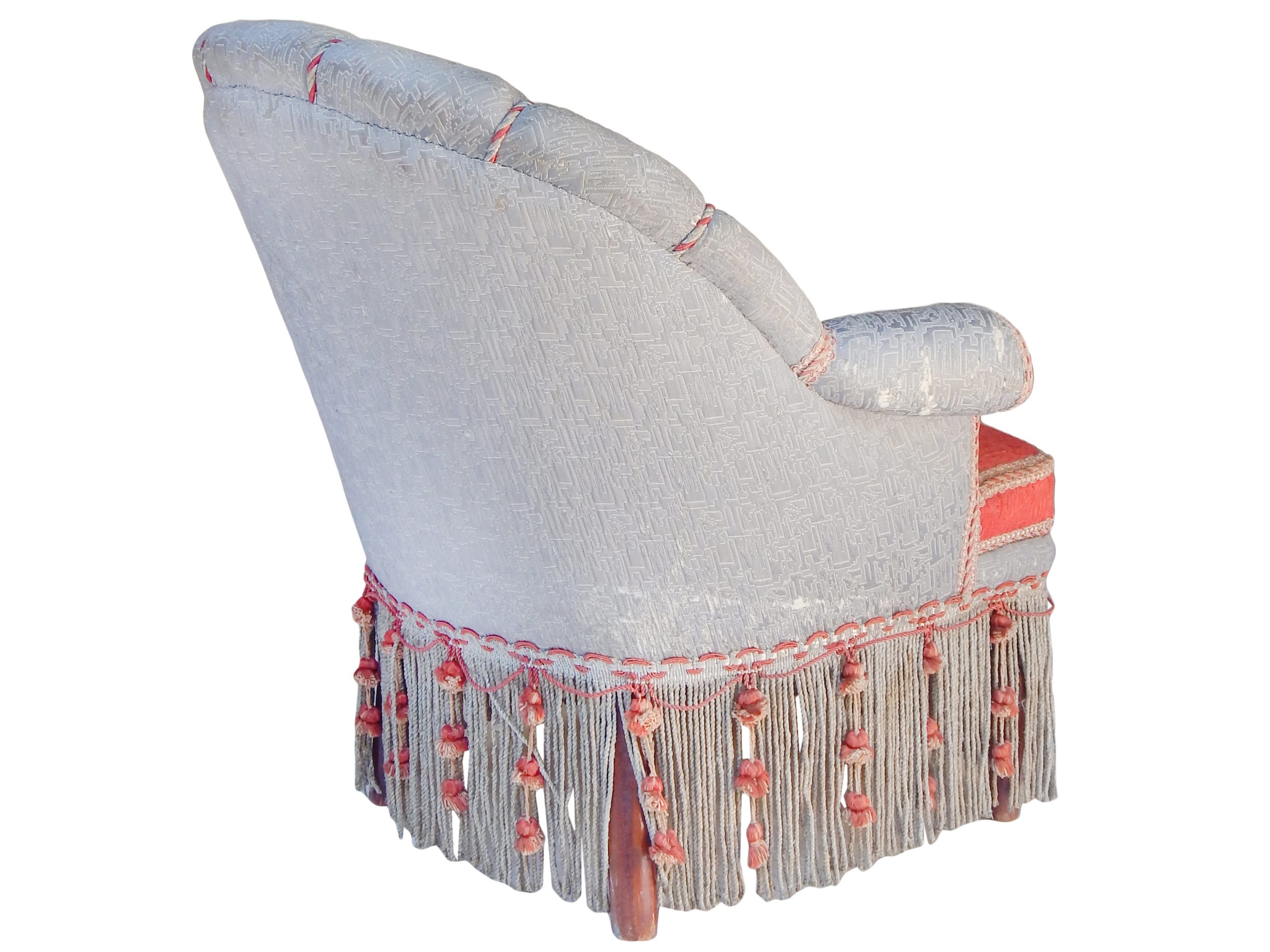 Grey Silk Napoleon Slipper Chairs - Image 5