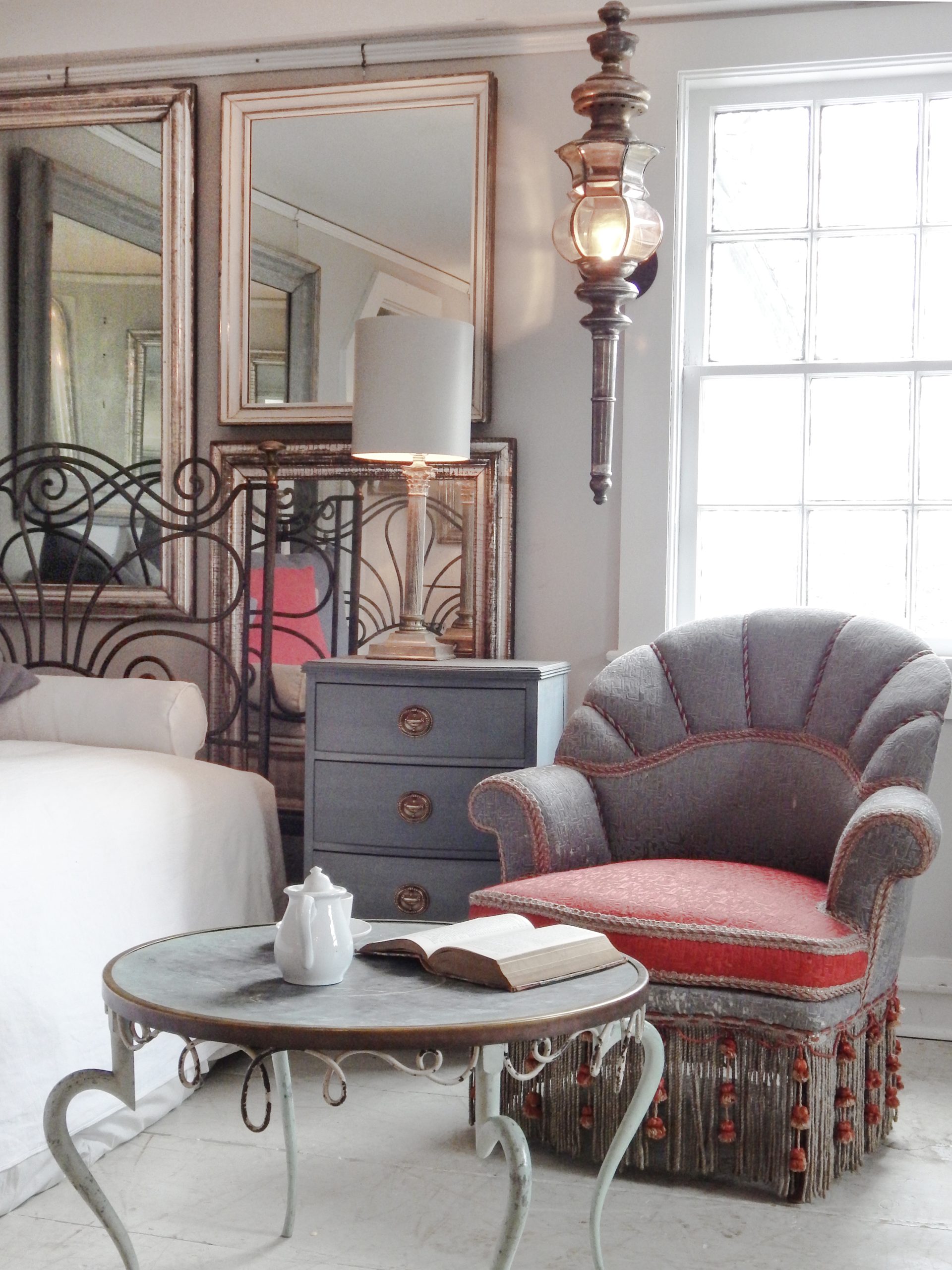 Grey Silk Napoleon Slipper Chairs - Image 2