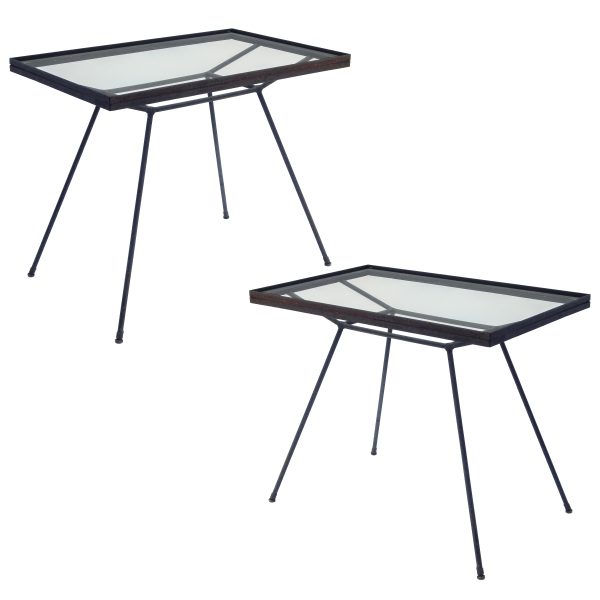 Pair of Metal and Glass Side Tables