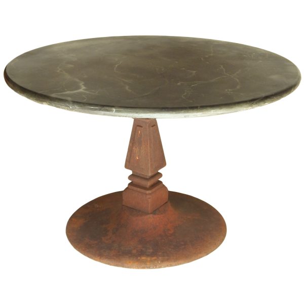 Iron Pedetal Table with Faux Marble Top