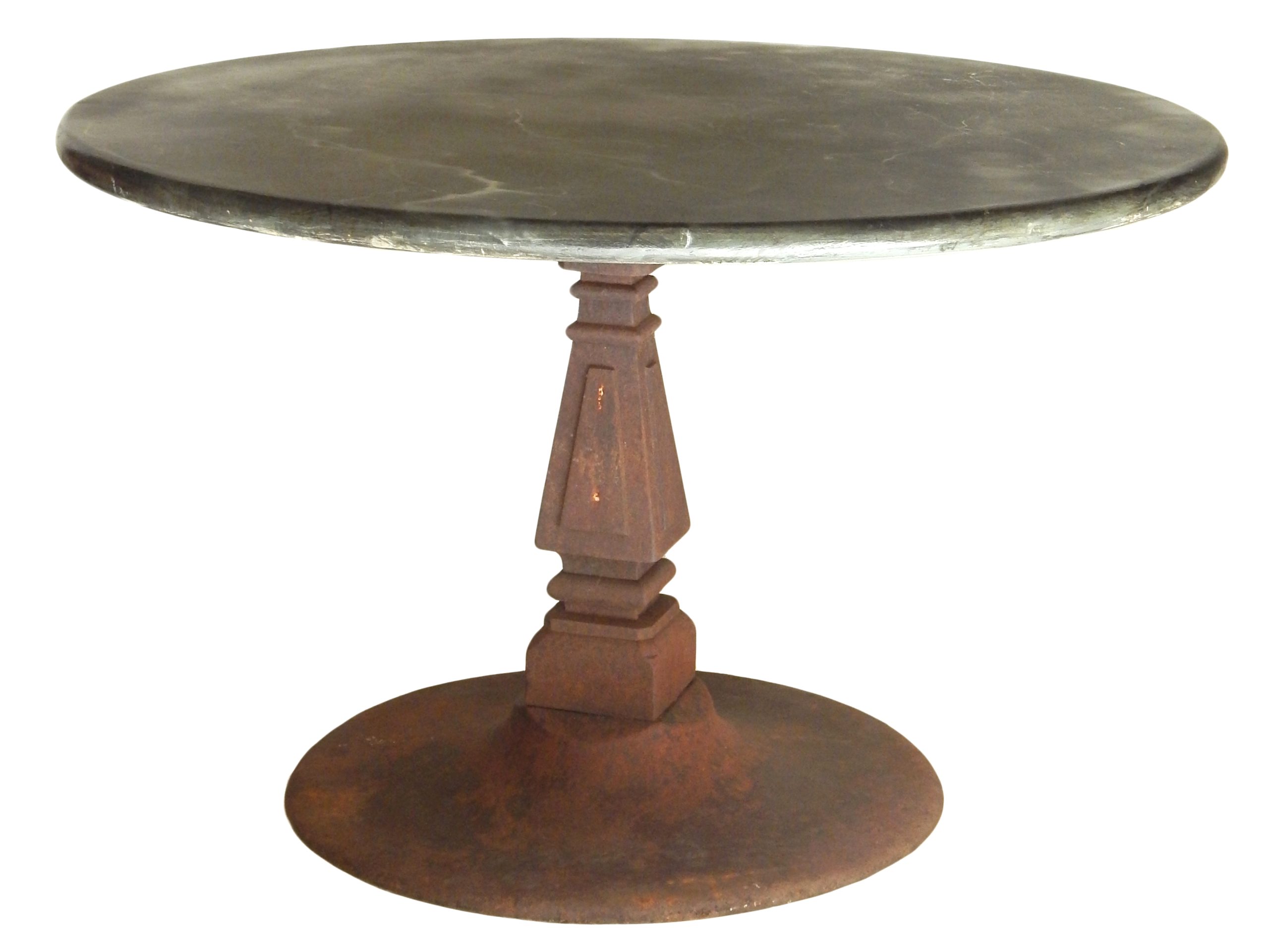 Iron Pedetal Table with Faux Marble Top - Image 3