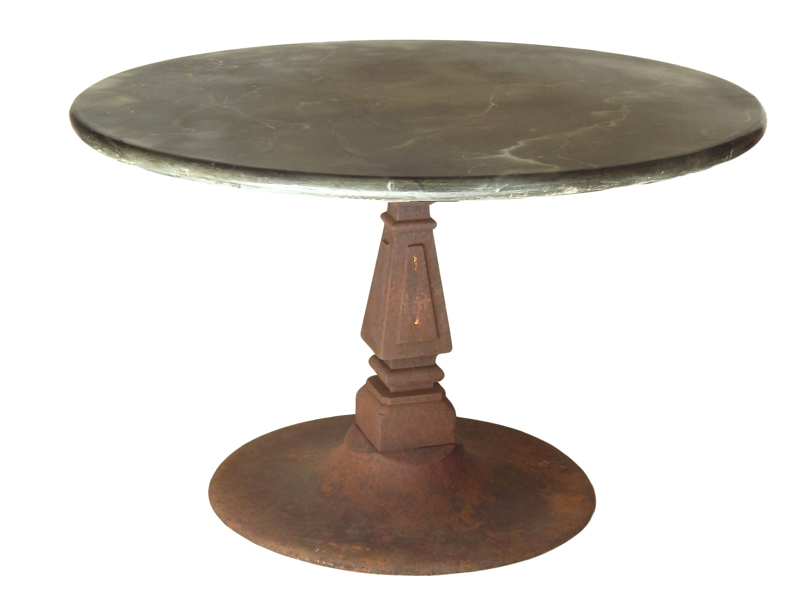 Iron Pedetal Table with Faux Marble Top - Image 4