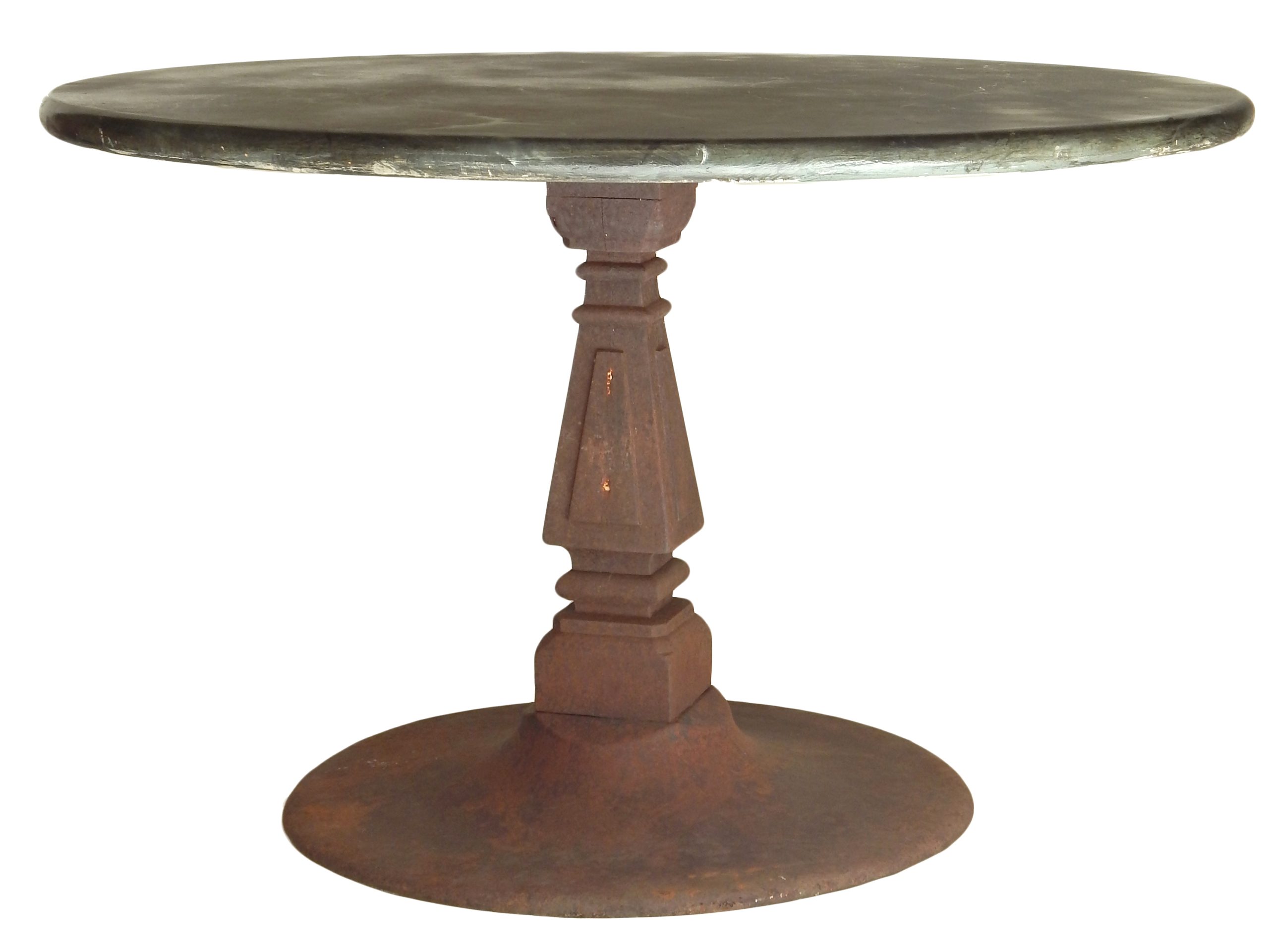 Iron Pedetal Table with Faux Marble Top - Image 5