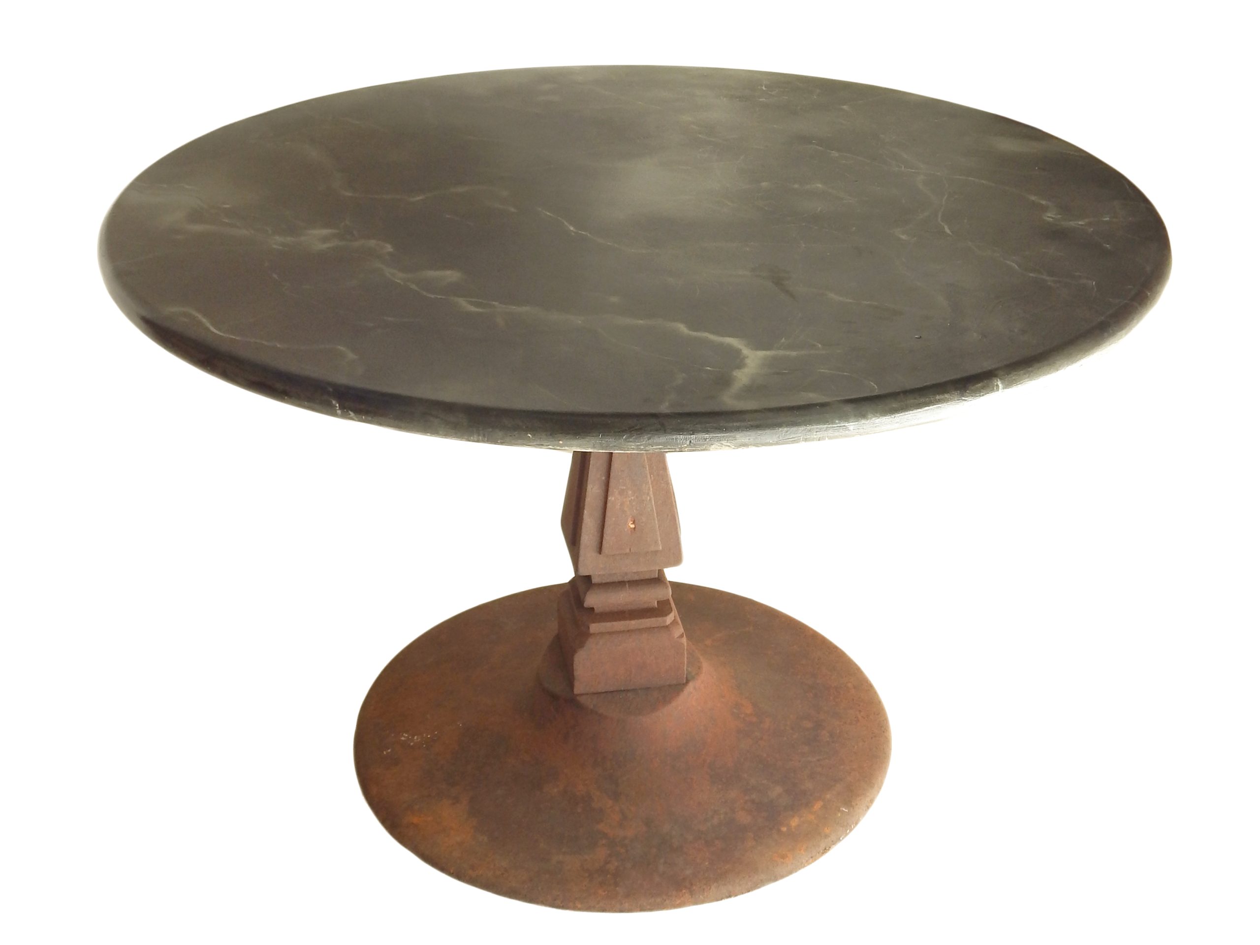 Iron Pedetal Table with Faux Marble Top - Image 6