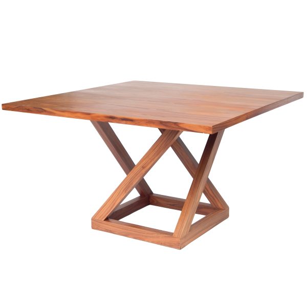 Square Walnut Pedestal Dining Table