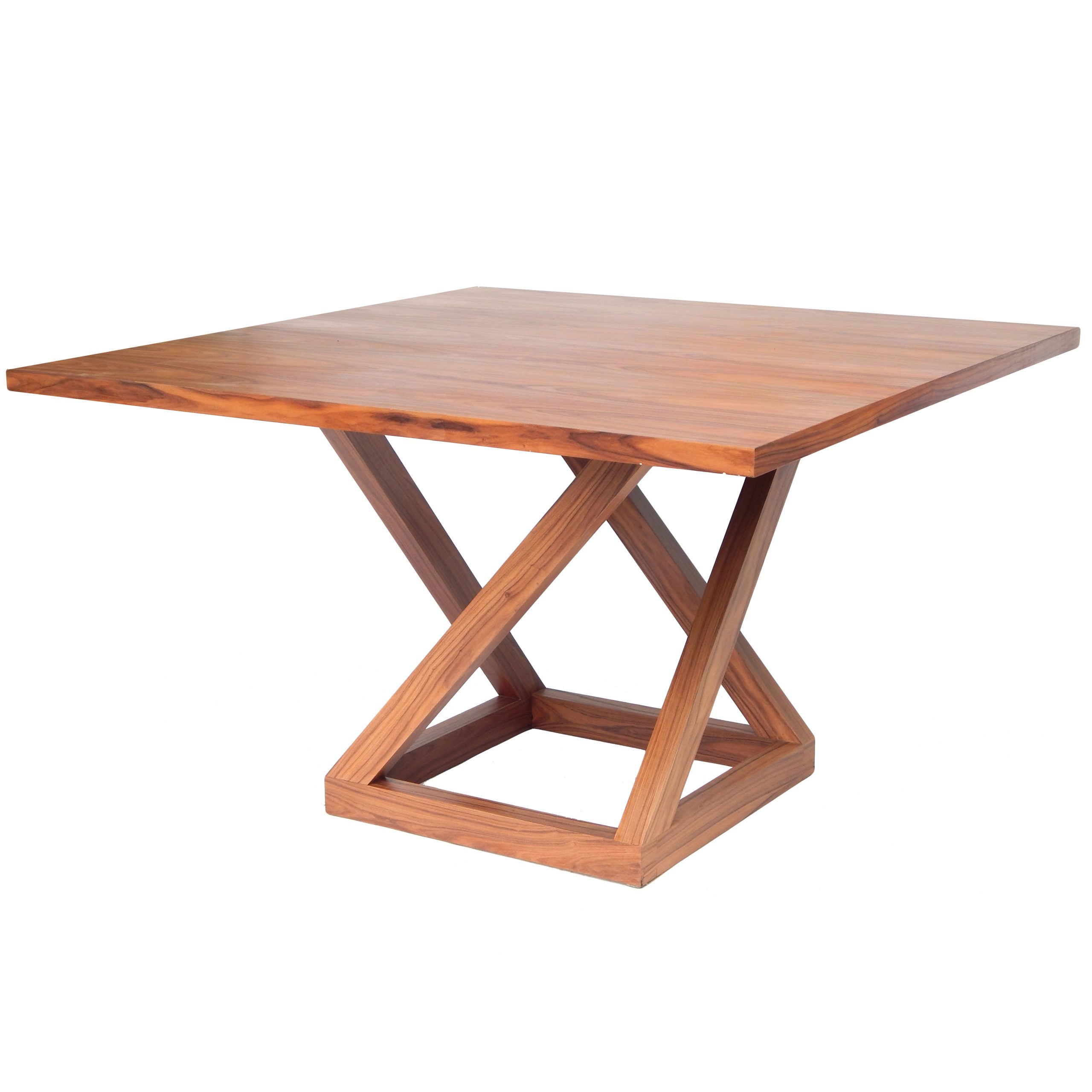 Square Walnut Pedestal Dining Table