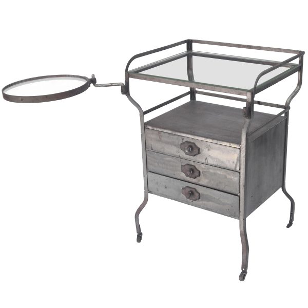 Metal Cart with Round Glass Extension