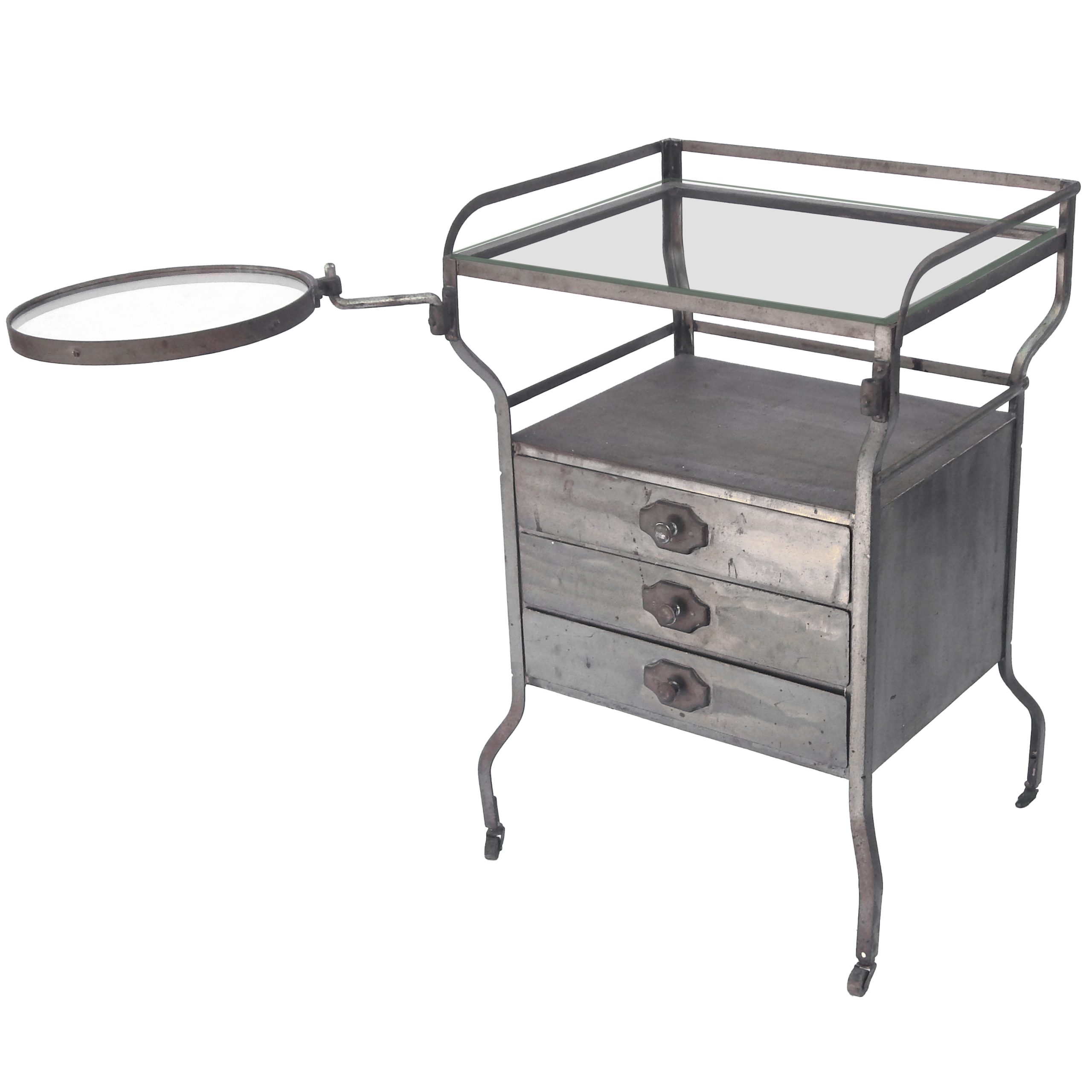 Metal Cart with Round Glass Extension