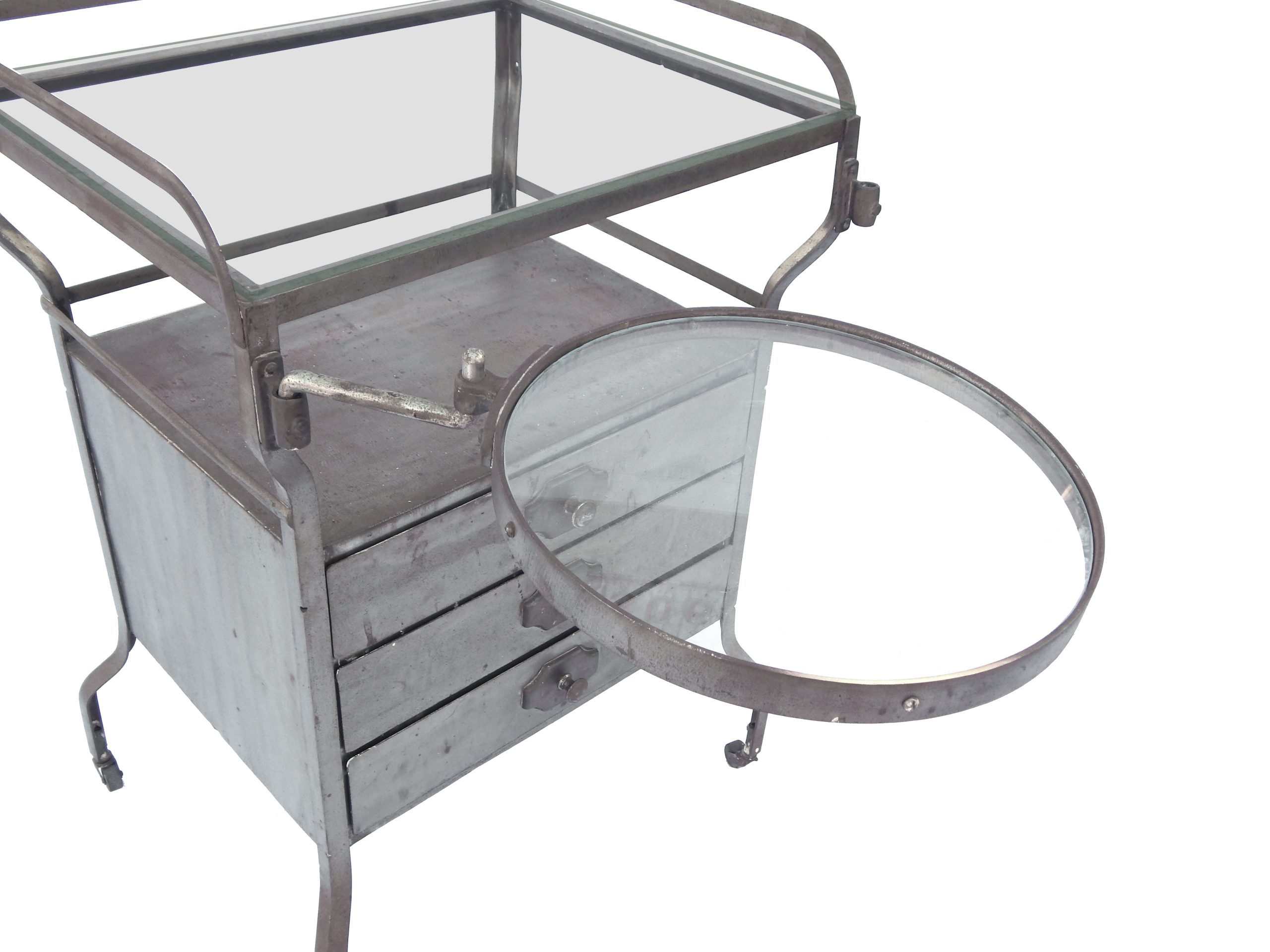Metal Cart with Round Glass Extension - Image 10
