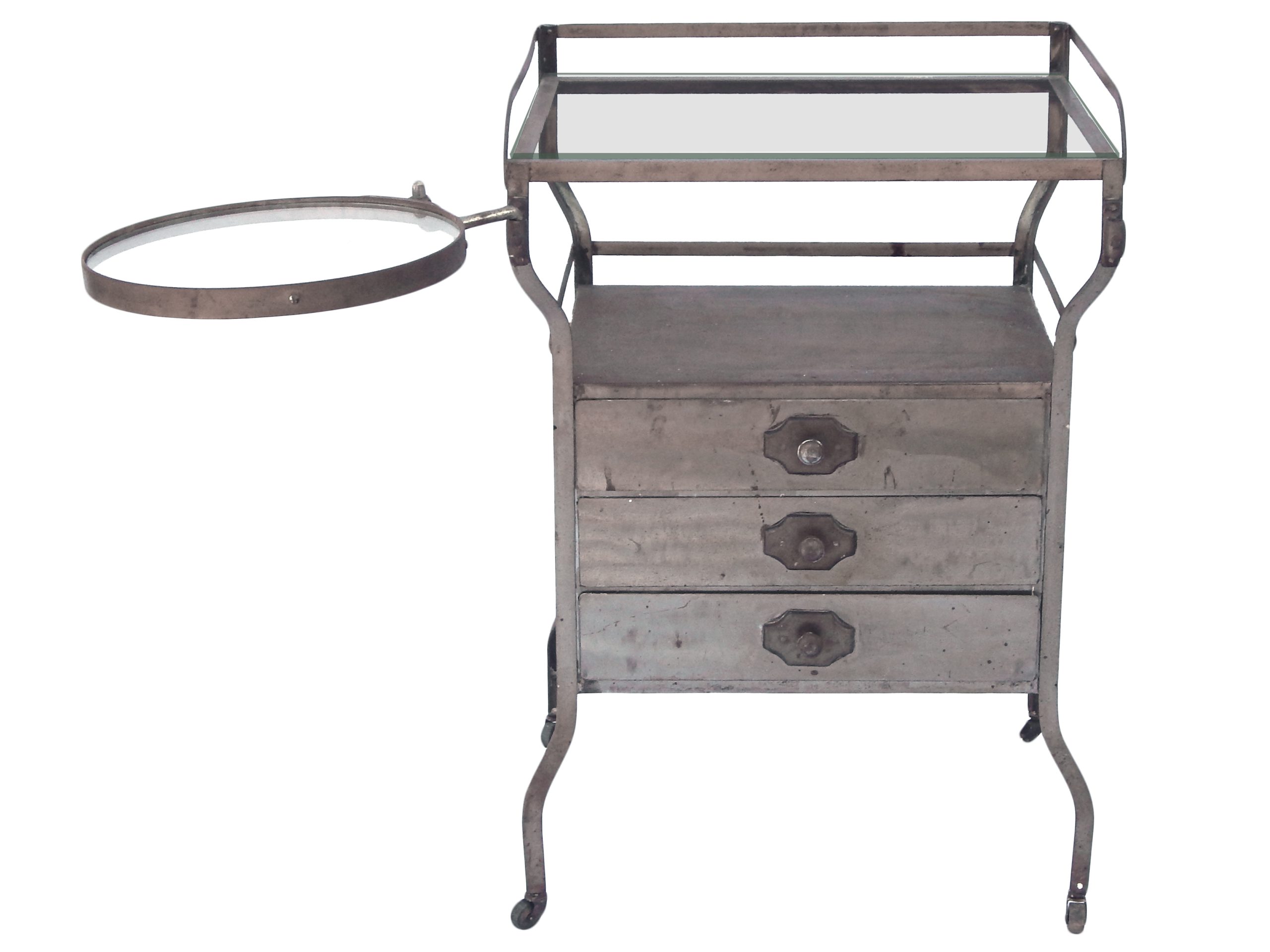 Metal Cart with Round Glass Extension - Image 3