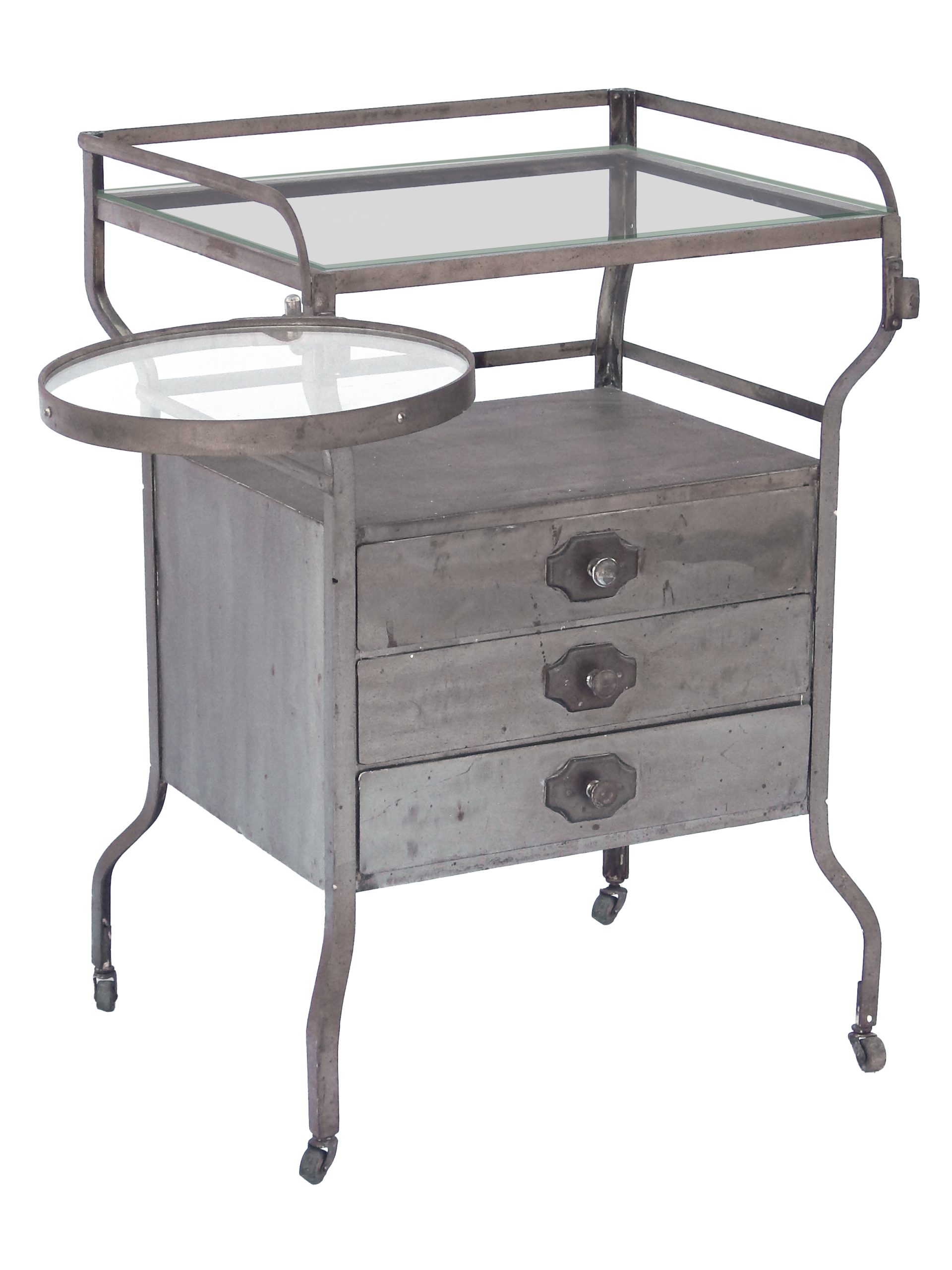 Metal Cart with Round Glass Extension - Image 4