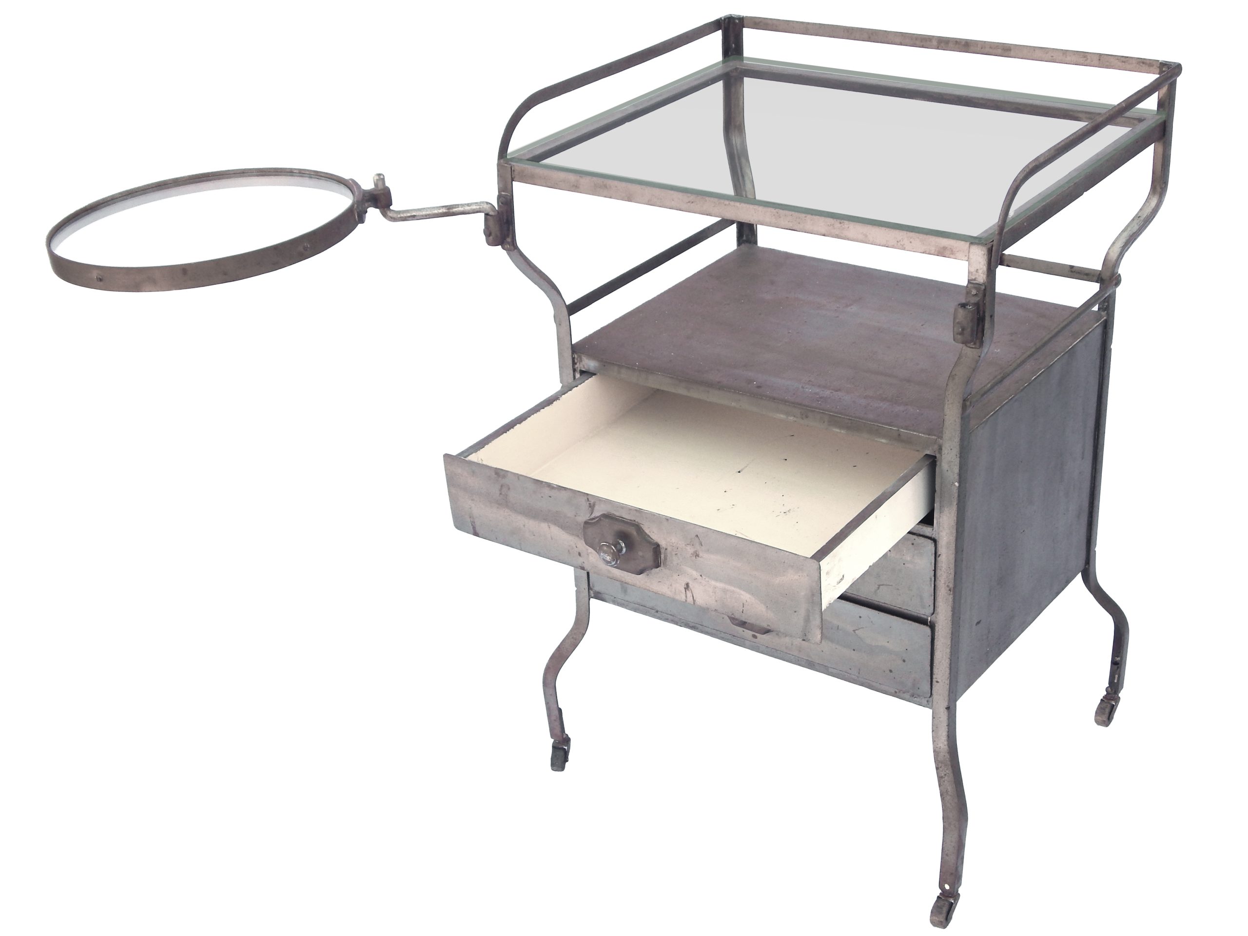 Metal Cart with Round Glass Extension - Image 6