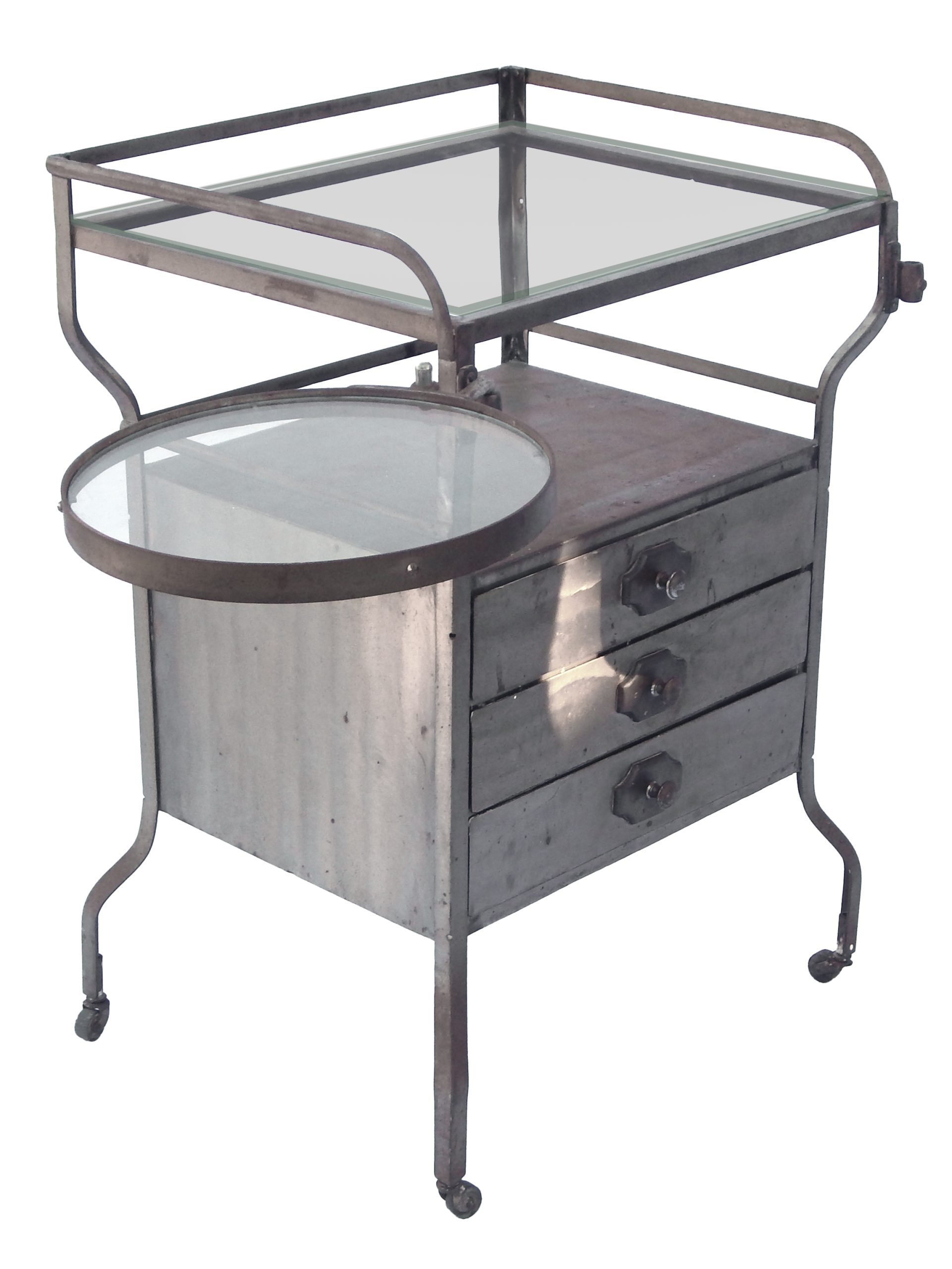 Metal Cart with Round Glass Extension - Image 8