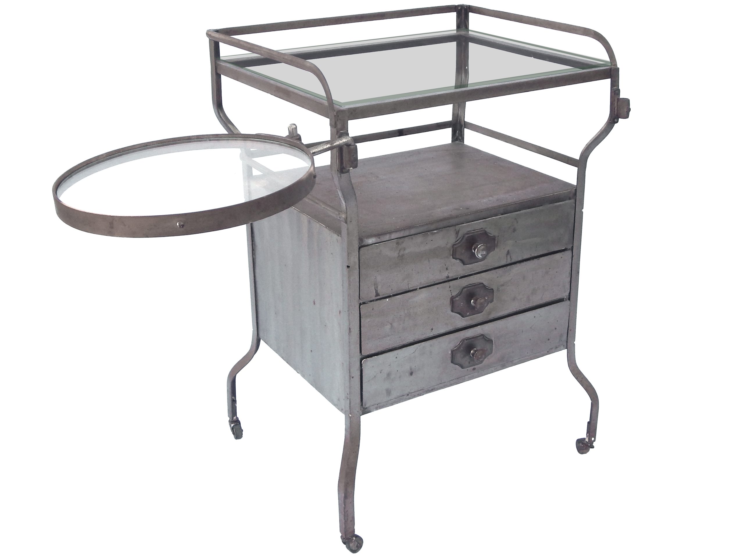 Metal Cart with Round Glass Extension - Image 9