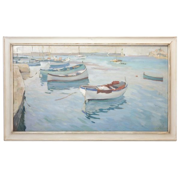 'Boats in Harbor' by Teonesto De Abate