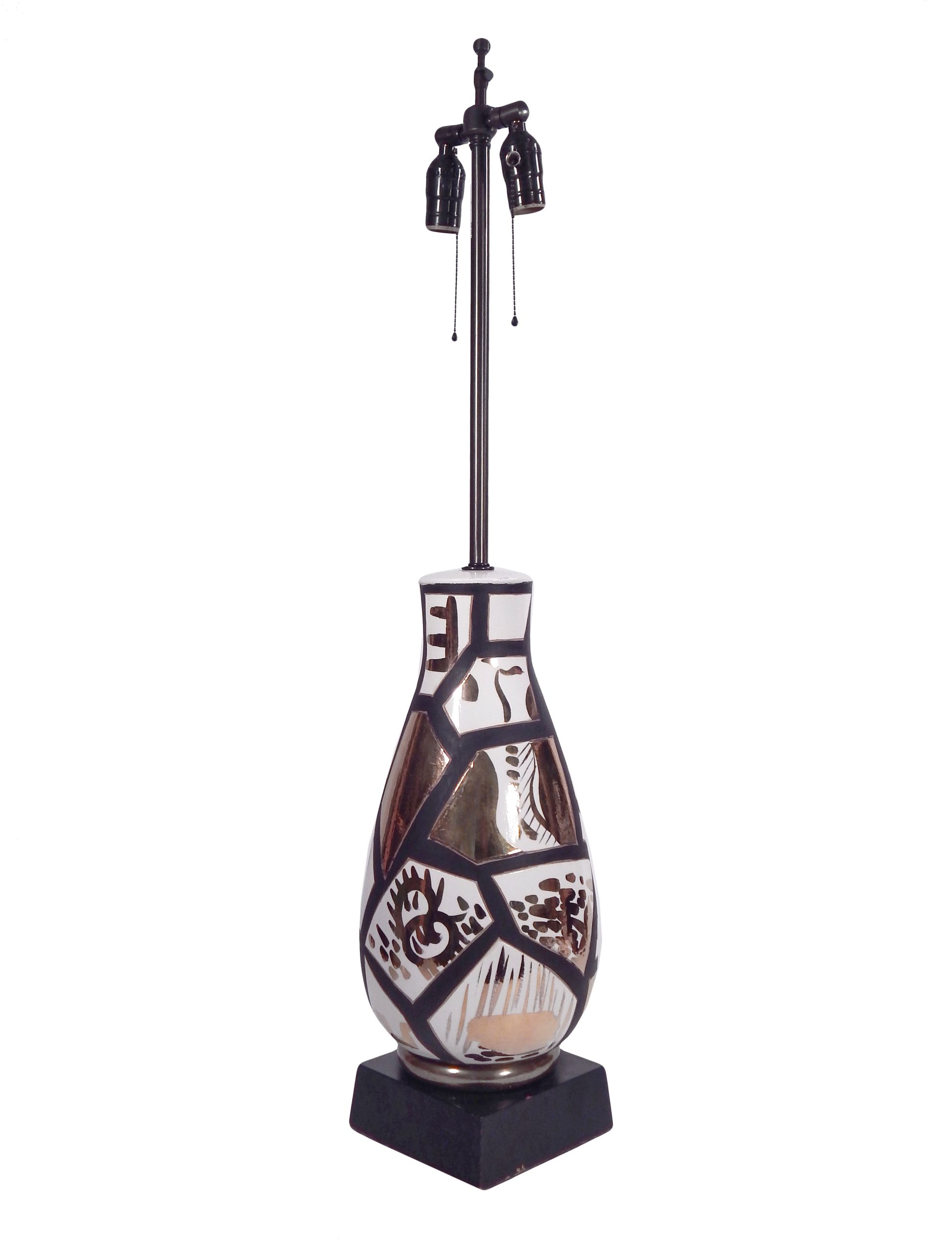 Pair of Black and Gold Ceramic Lamps - Image 5