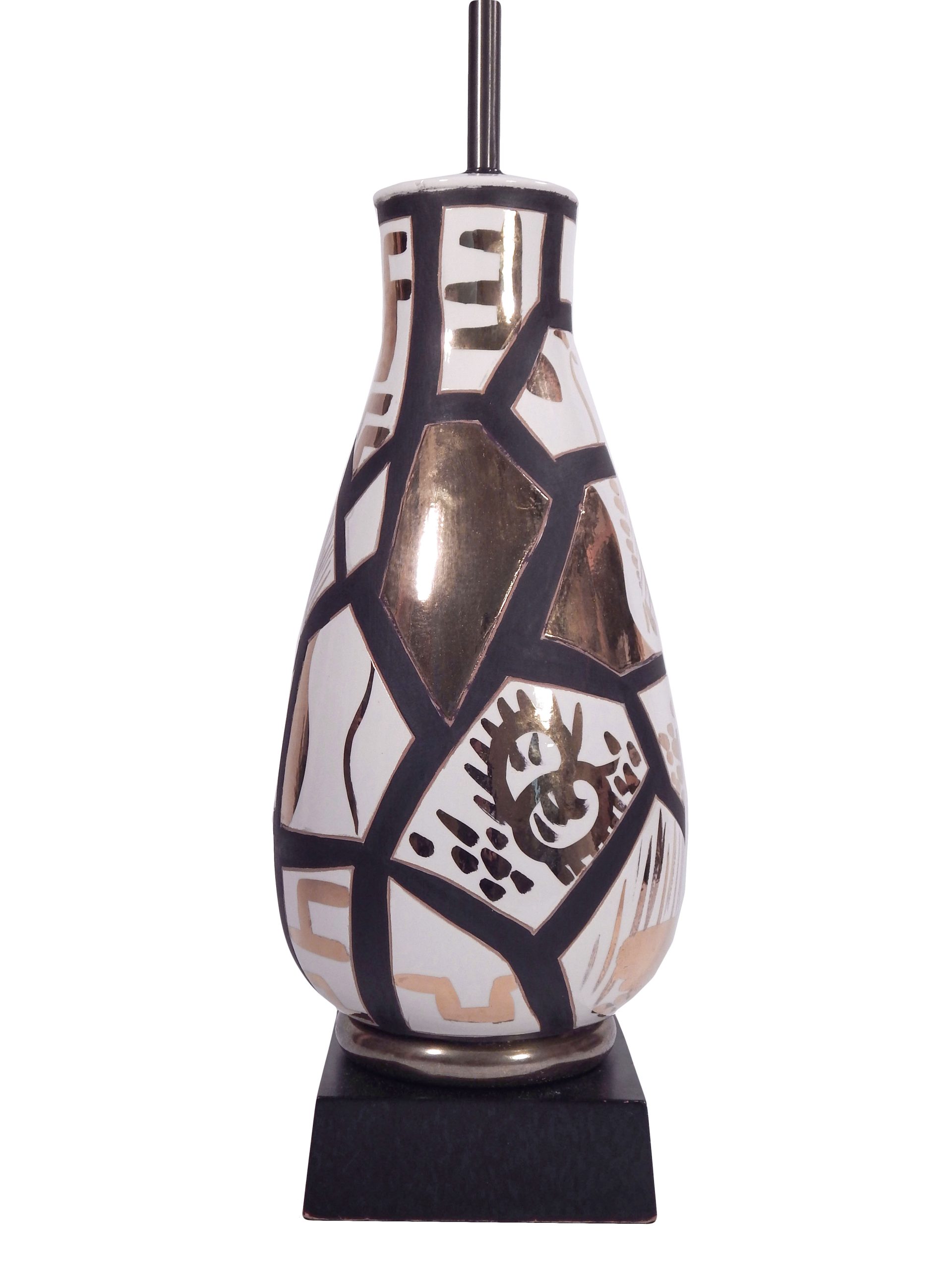 Pair of Black and Gold Ceramic Lamps - Image 7