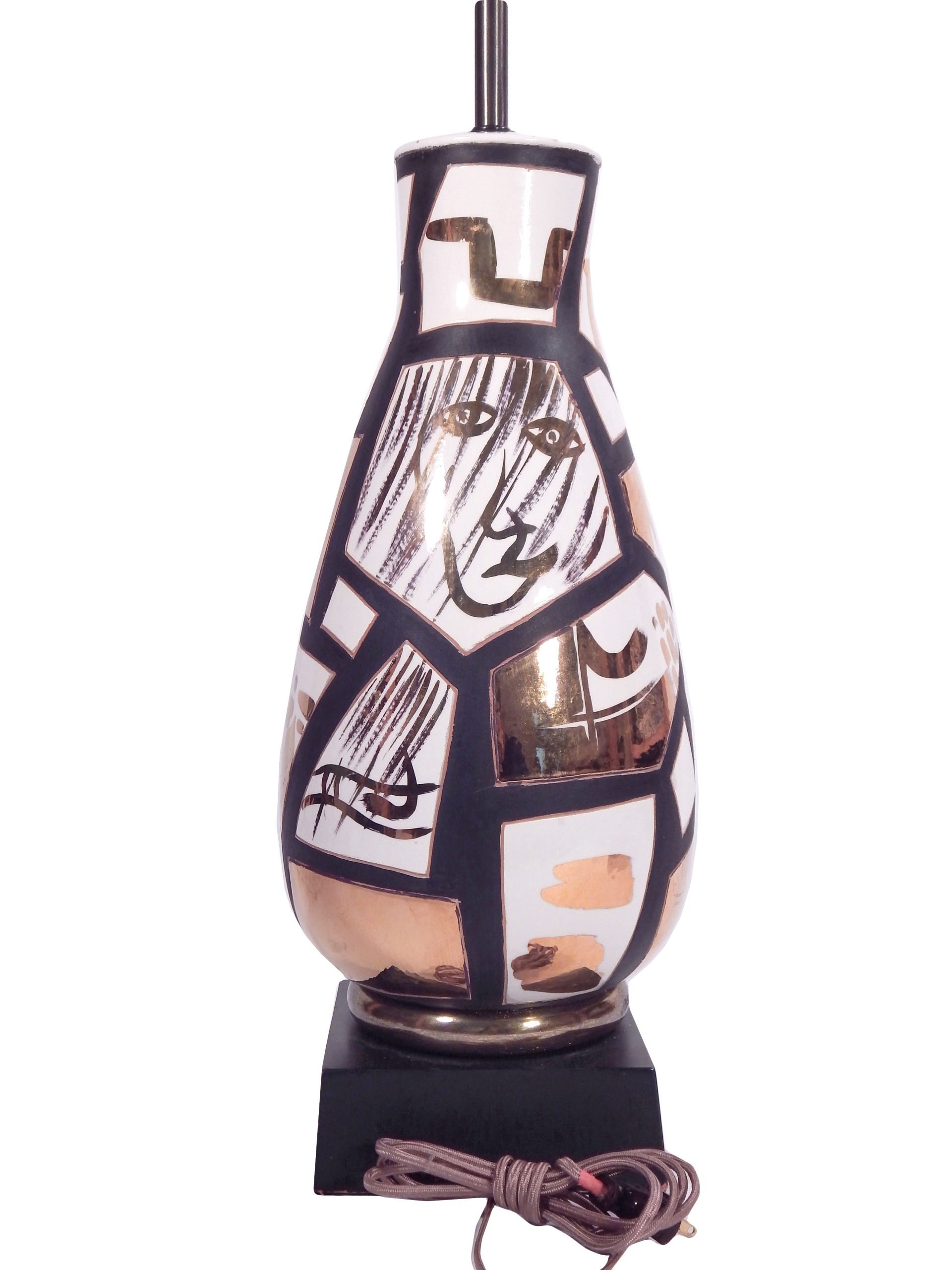 Pair of Black and Gold Ceramic Lamps - Image 8