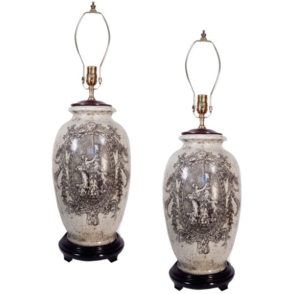 Pair of Ceramic Urn Lamps