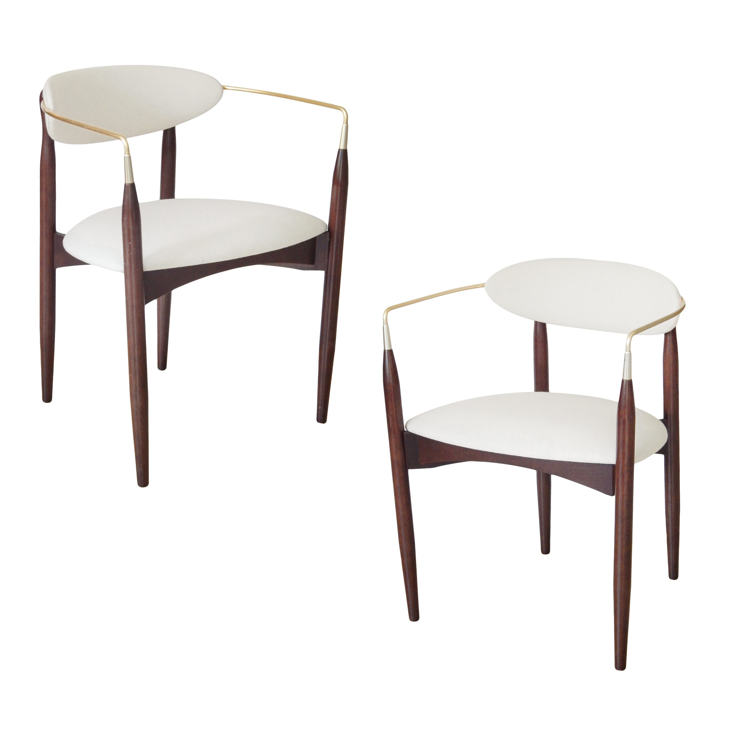 Dan Johnson Walnut & Brass Armchairs