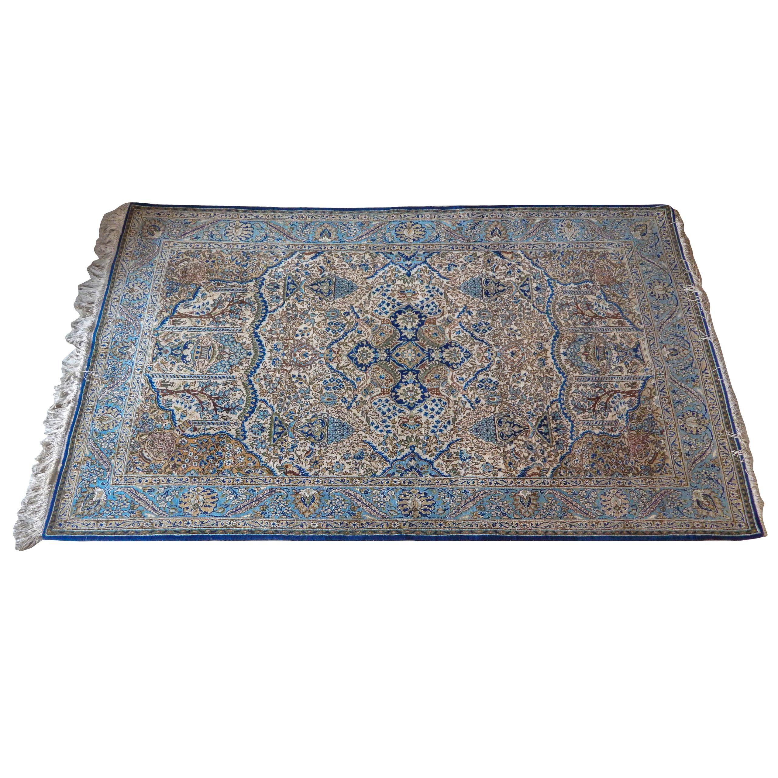 Antique Persian Wool & Silk Rug