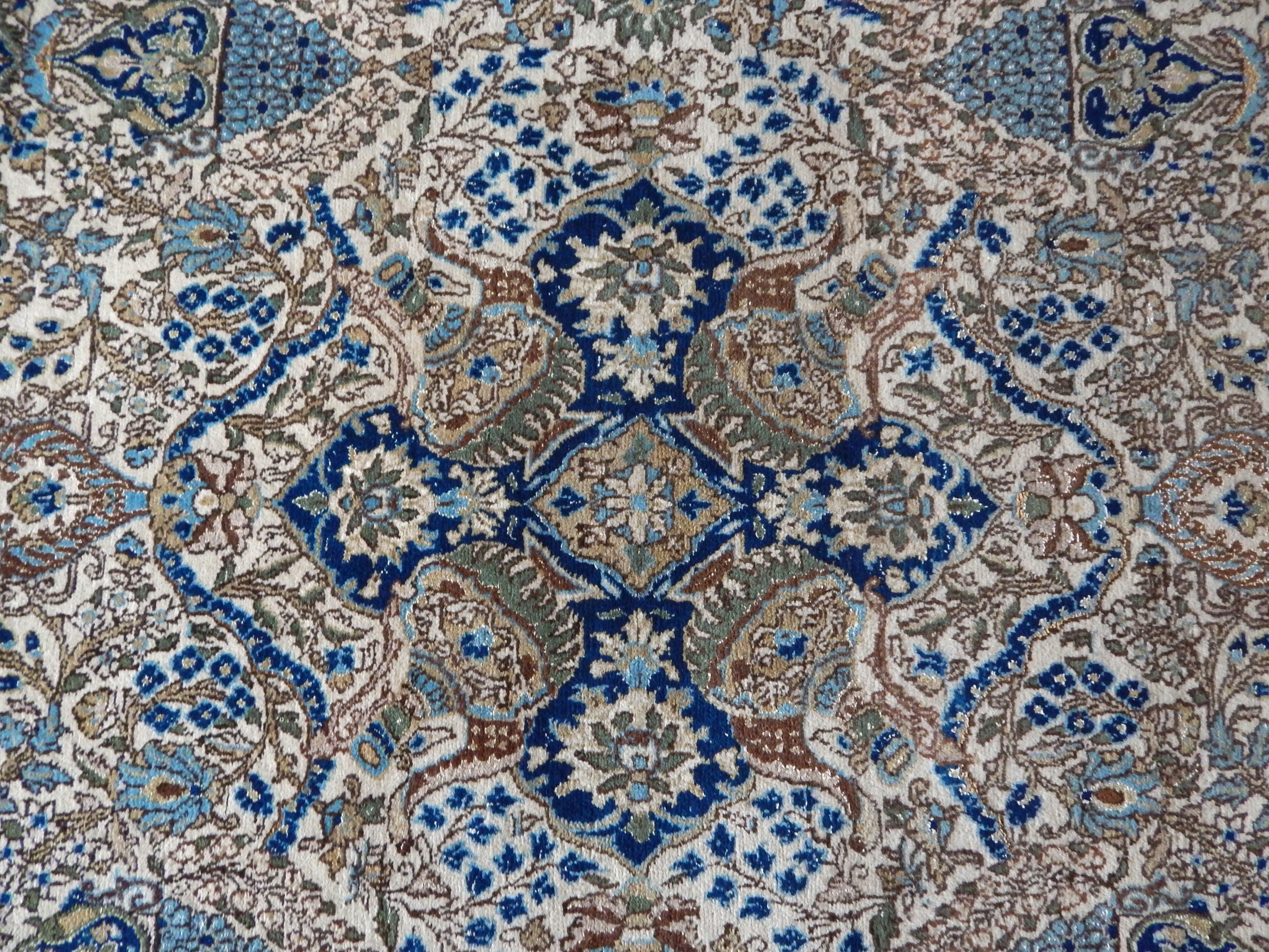 Antique Persian Wool & Silk Rug - Image 3