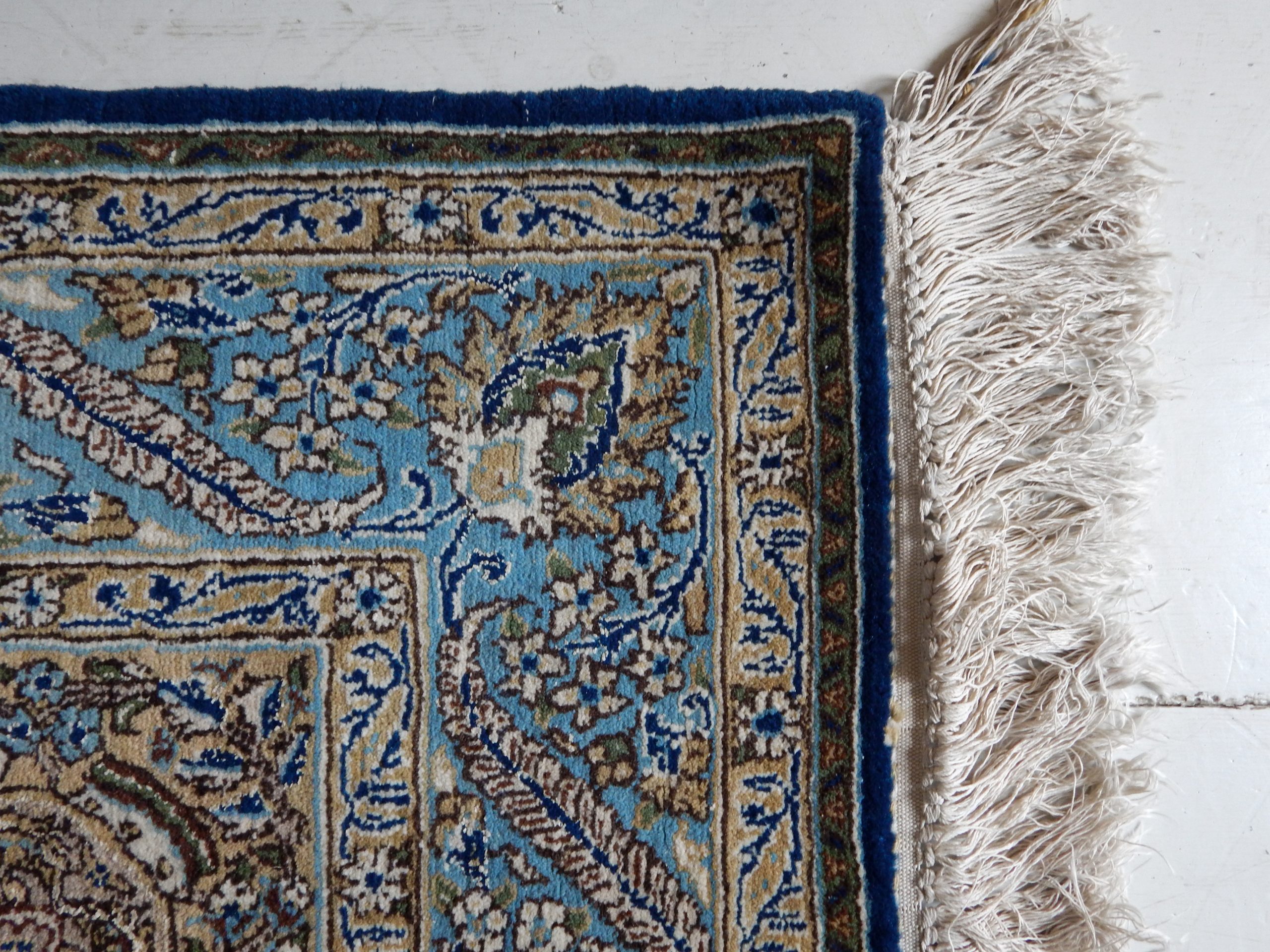 Antique Persian Wool & Silk Rug - Image 5